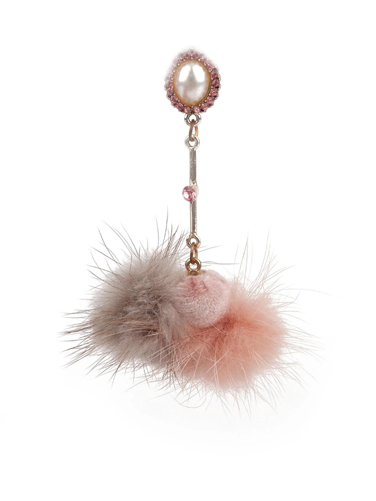 Odette Women Ornate Pink And Grey Dangler Earrings - Image 2