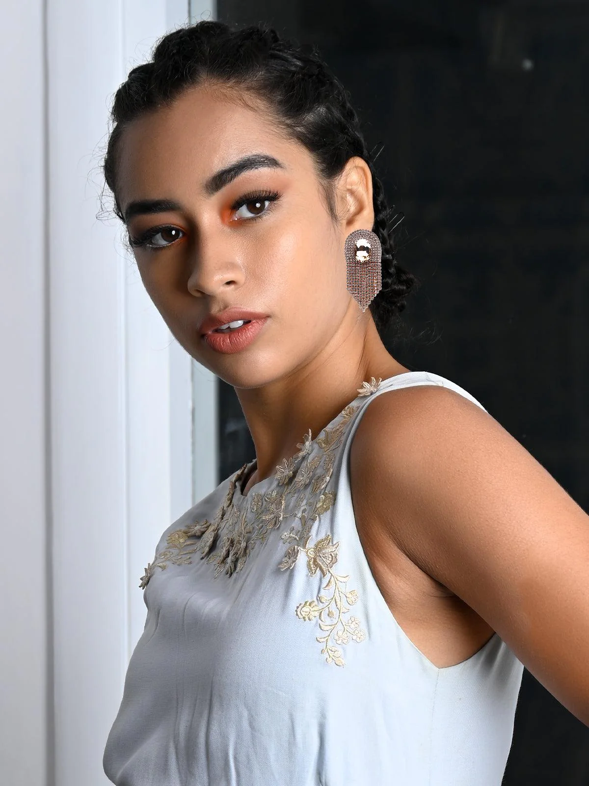 Odette Women Gold -Studded Tassel Earrings - Image 2
