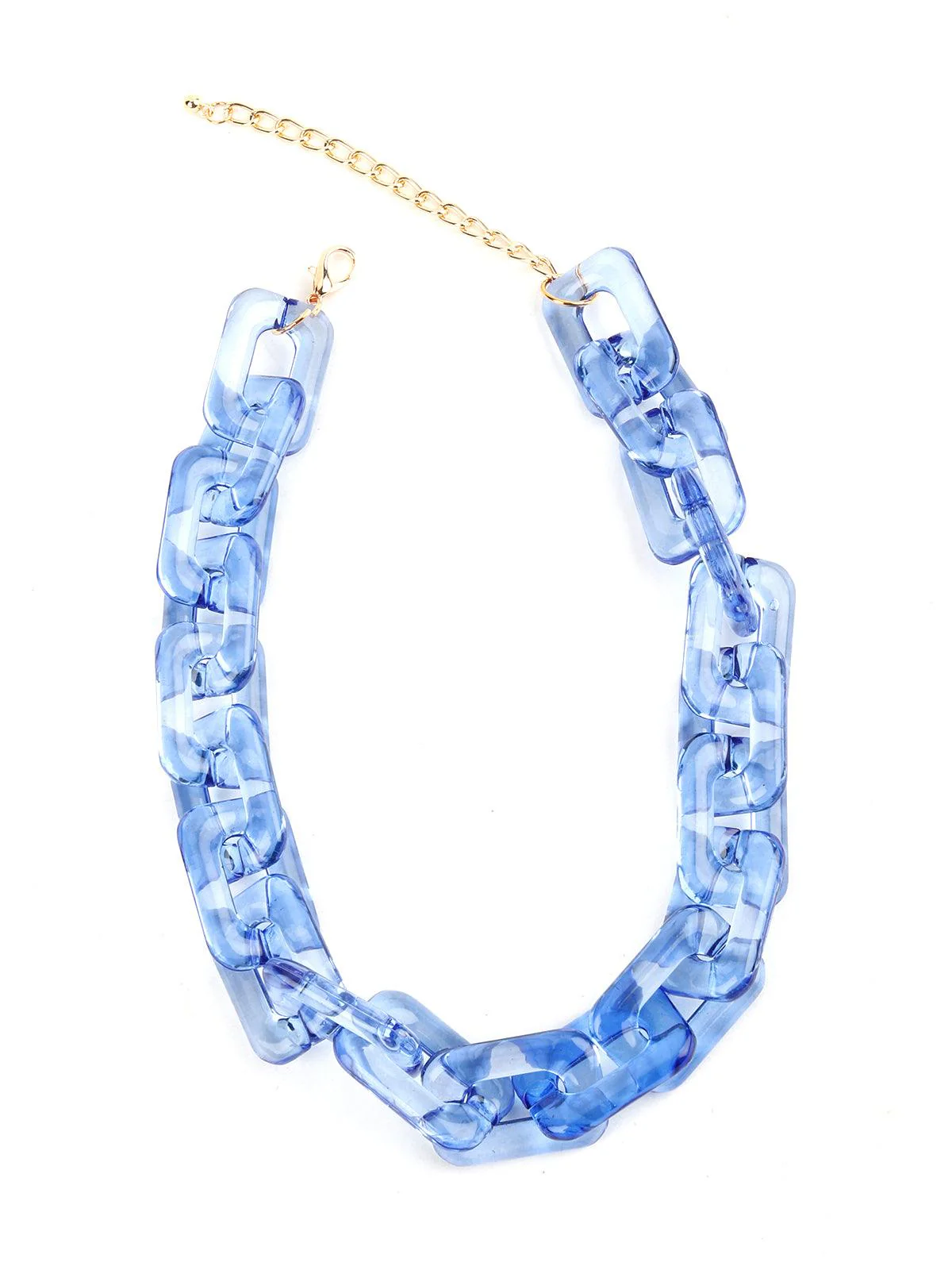 Odette Women Oversized Blue Chain Statement Neckpiece - Image 3
