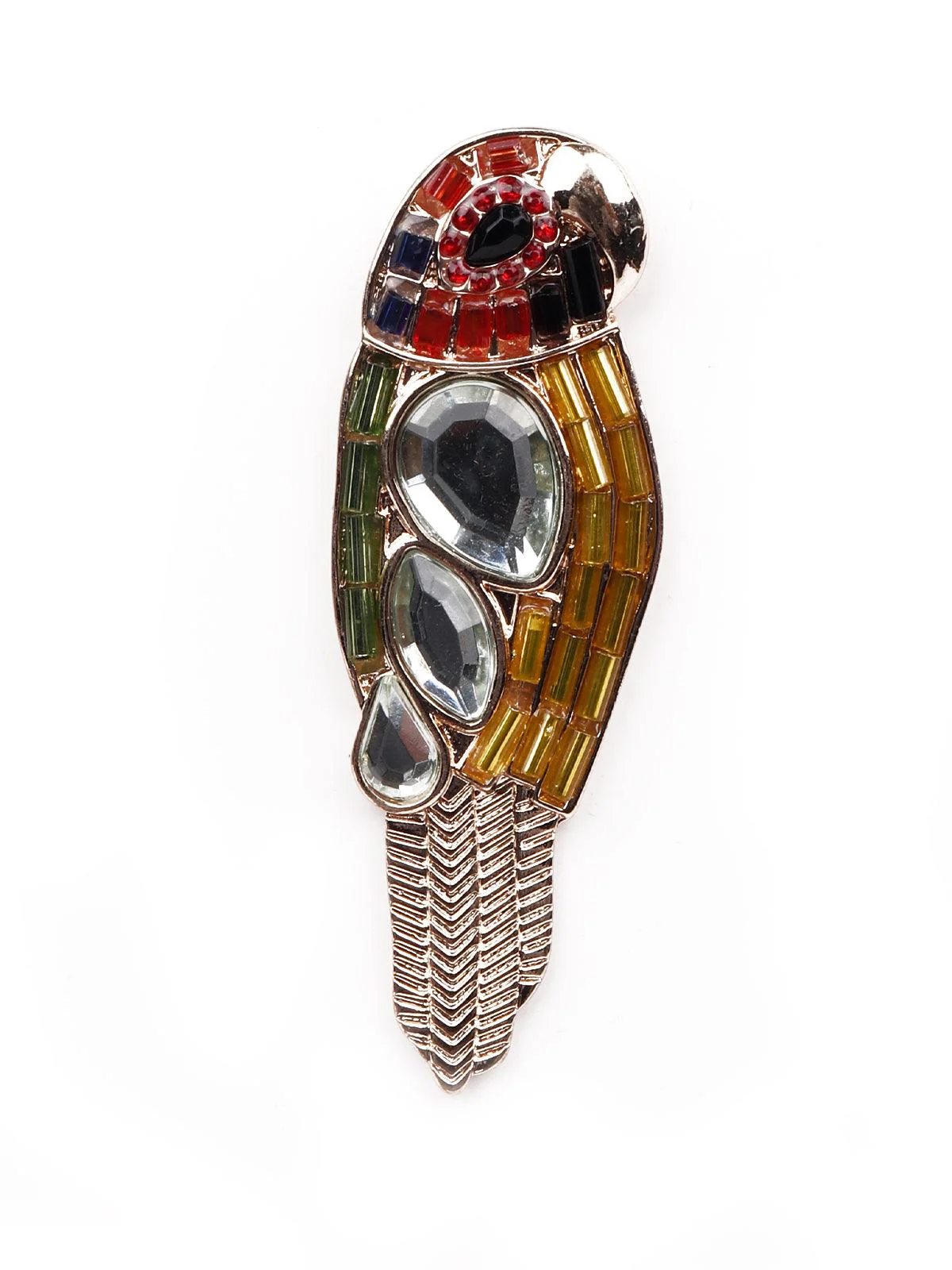 Odette Women Multicolour Beaded Metal Statement Earrings - Image 4