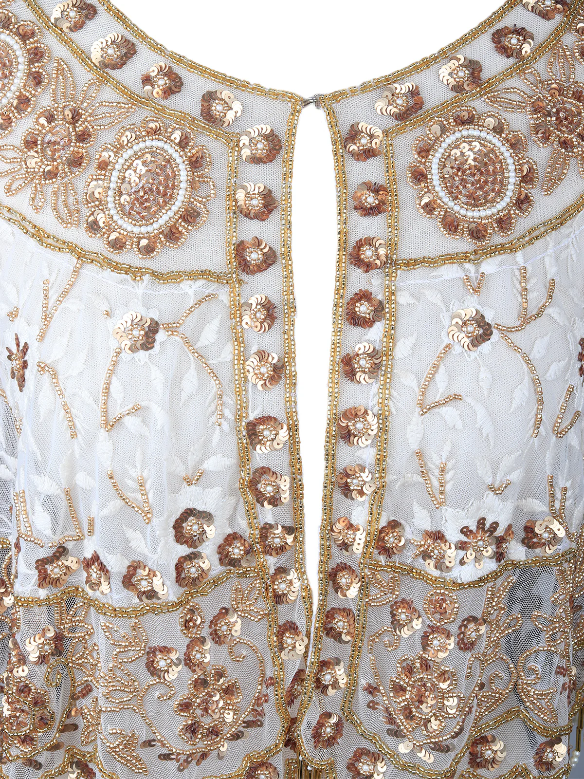 Odette Women Gold And White Embellished Cape - Image 4