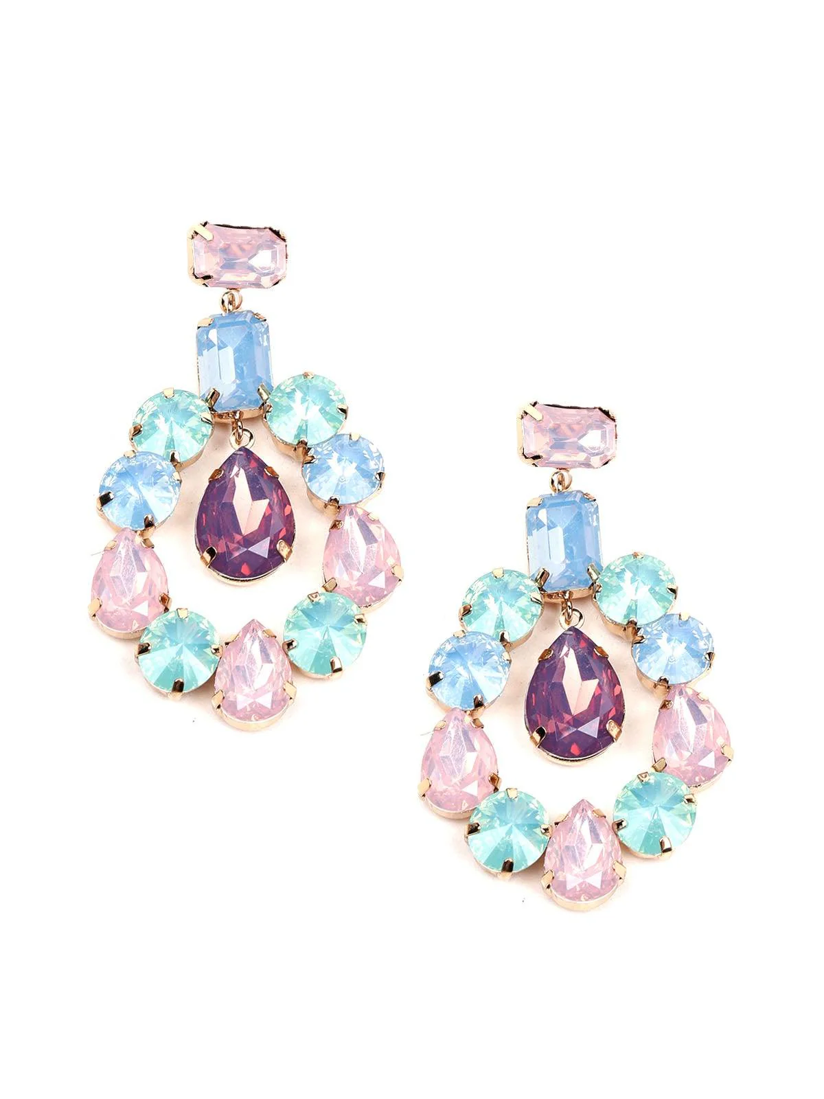 Odette Women Multicolour Metal Drop Earrings - Image 3