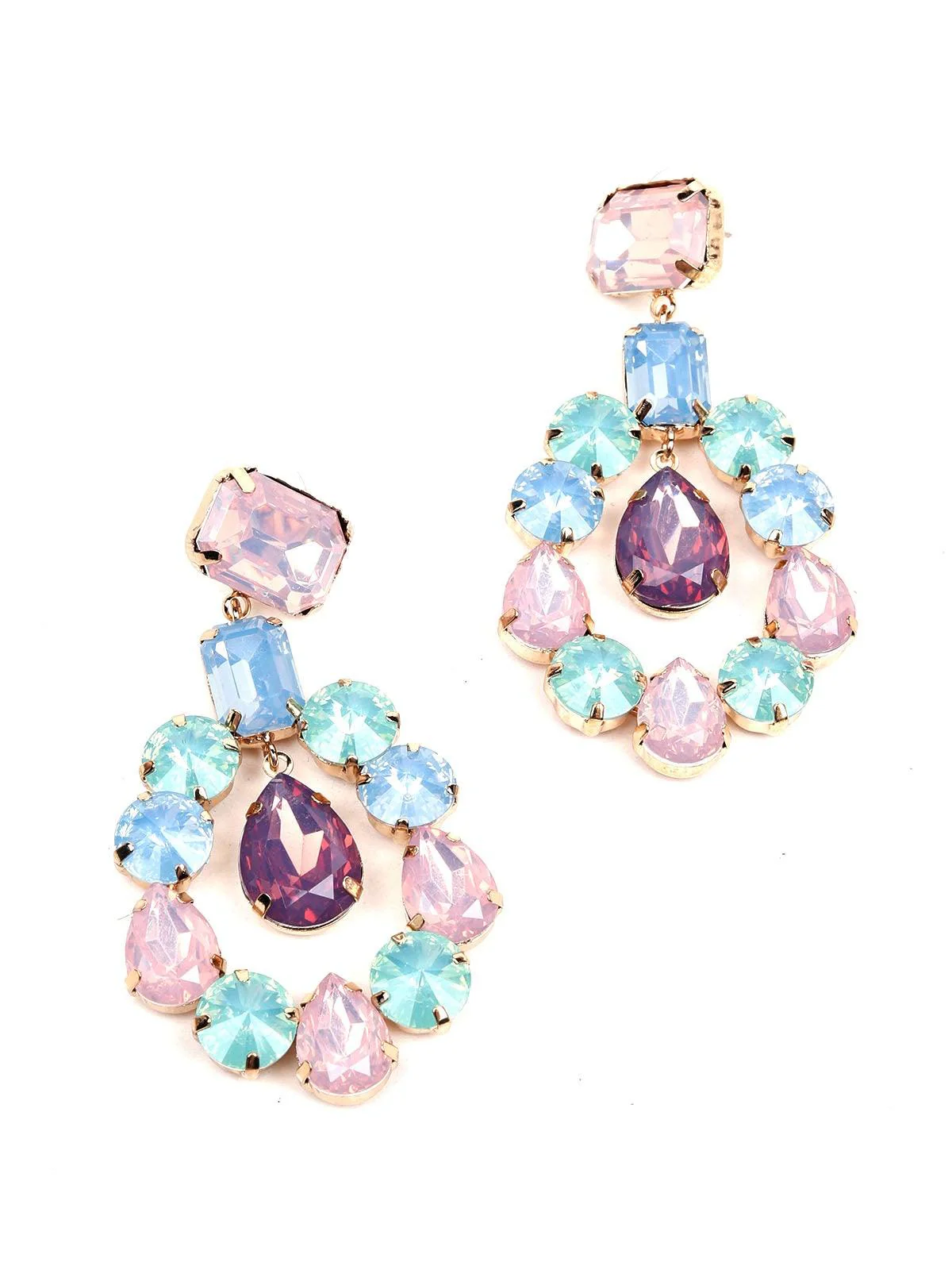 Odette Women Multicolour Metal Drop Earrings - Image 5