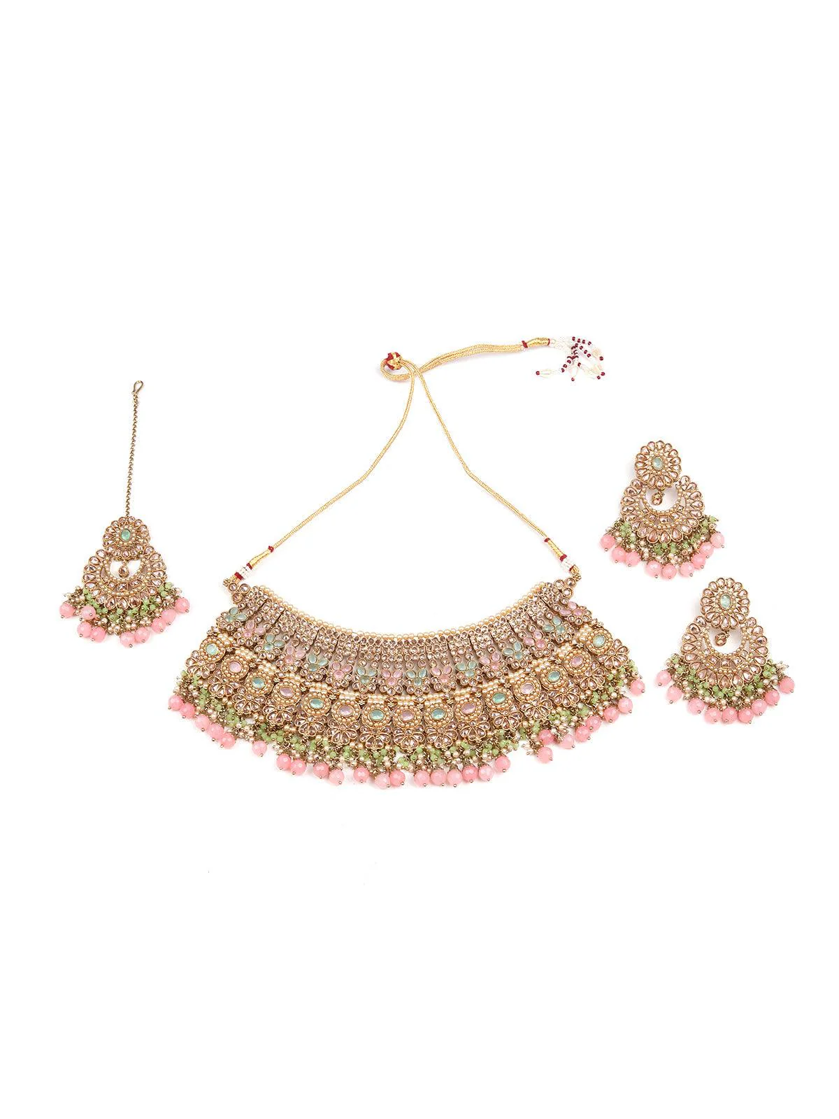 Odette Pastel Colour Stunning Fully Embellished Necklace For Women - Image 3