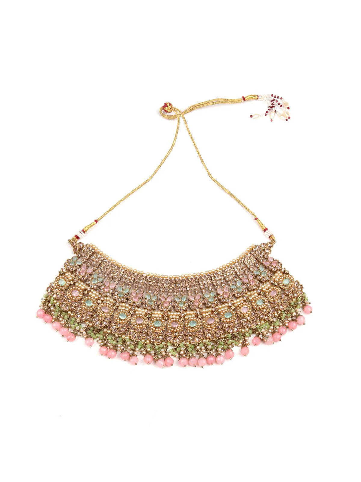 Odette Pastel Colour Stunning Fully Embellished Necklace For Women - Image 4