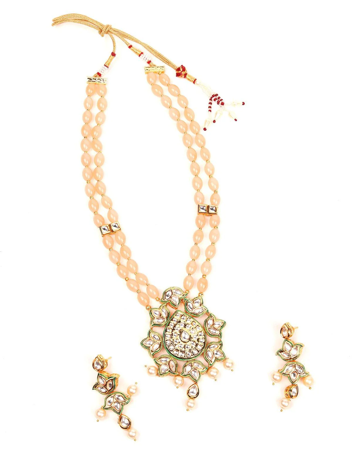 Odette Women Peach Metal Necklace Set - Image 3
