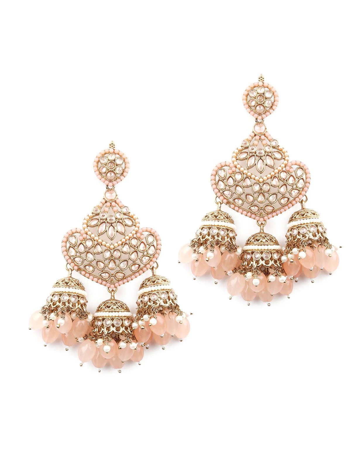 Odette Peach Beautiful Chandelier Earrings For Women - Image 3