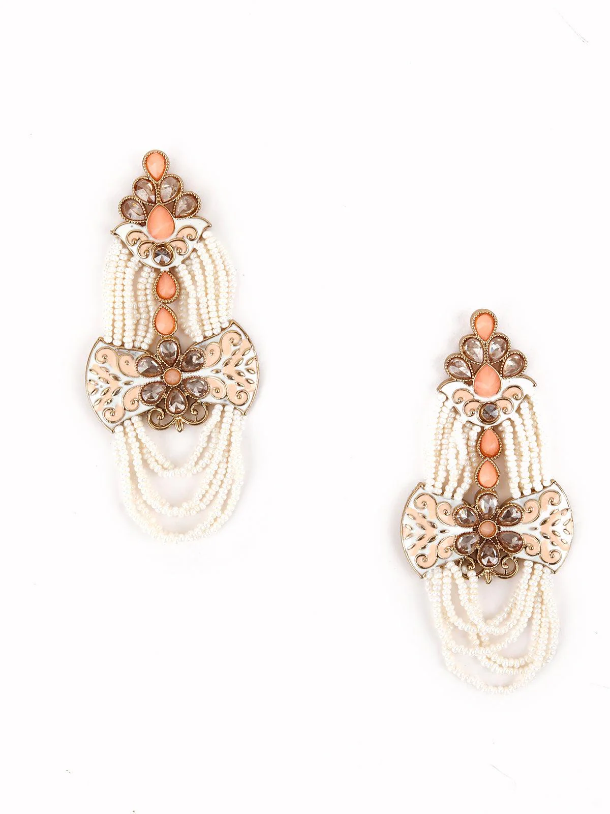 Odette Women Peach Beautiful Unique Dangle Earrings! - Image 3