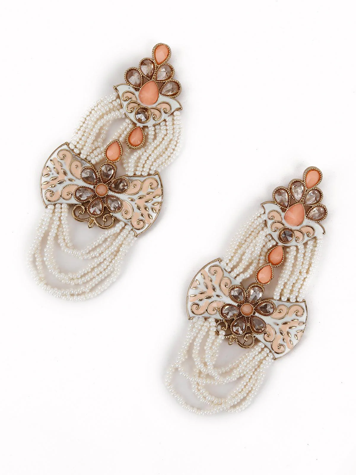 Odette Women Peach Beautiful Unique Dangle Earrings! - Image 5