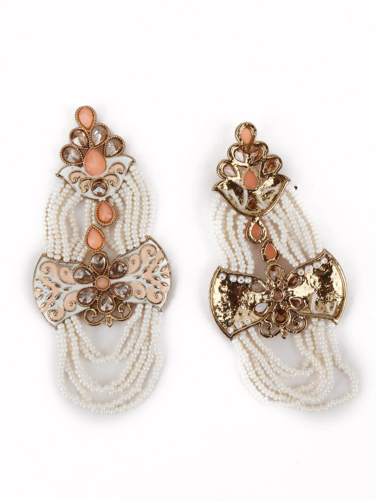Odette Women Peach Beautiful Unique Dangle Earrings! - Image 6