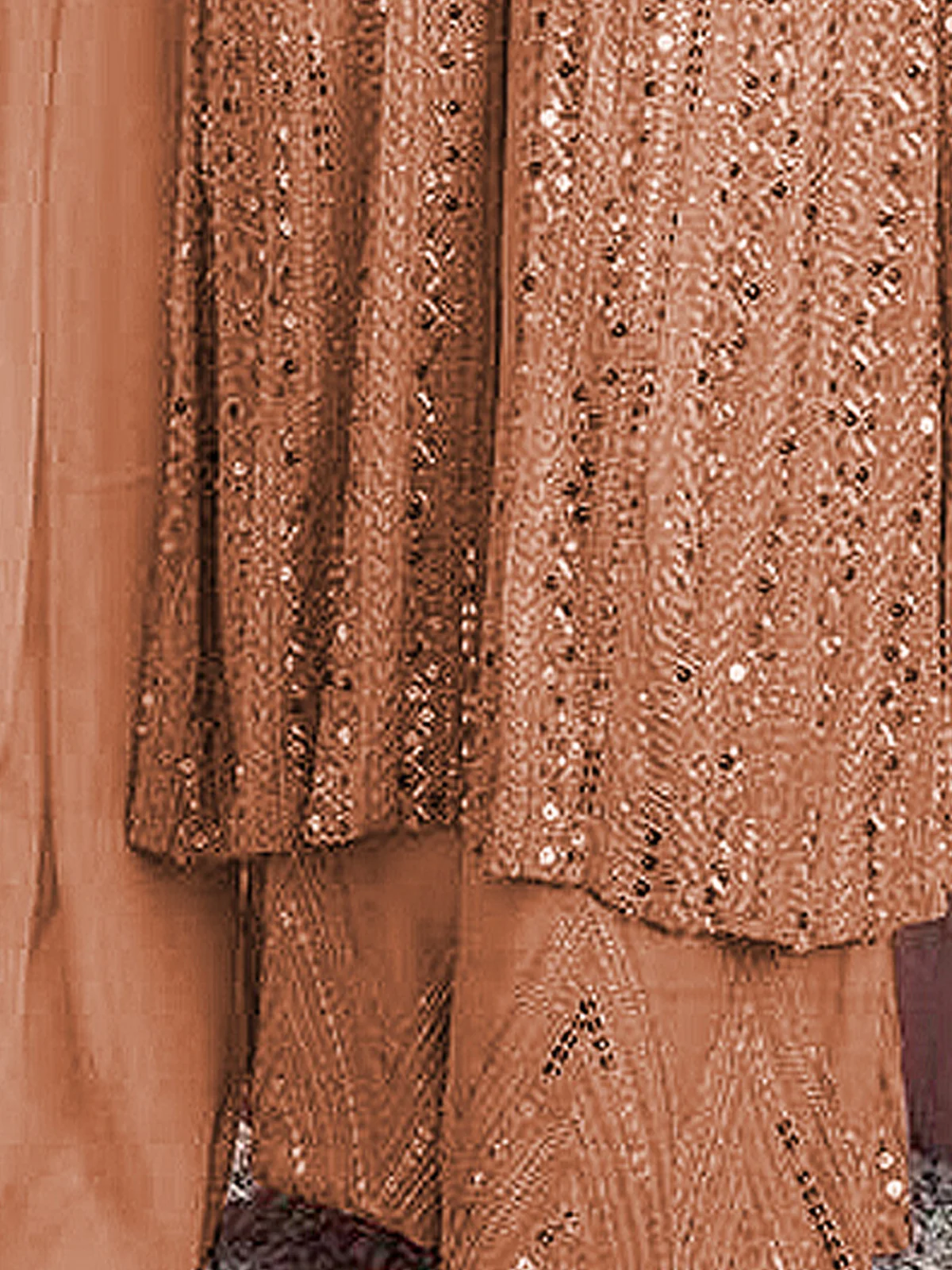 Odette Women Orange Color Party Wear Georgette Semi Stitched Suit - Image 3
