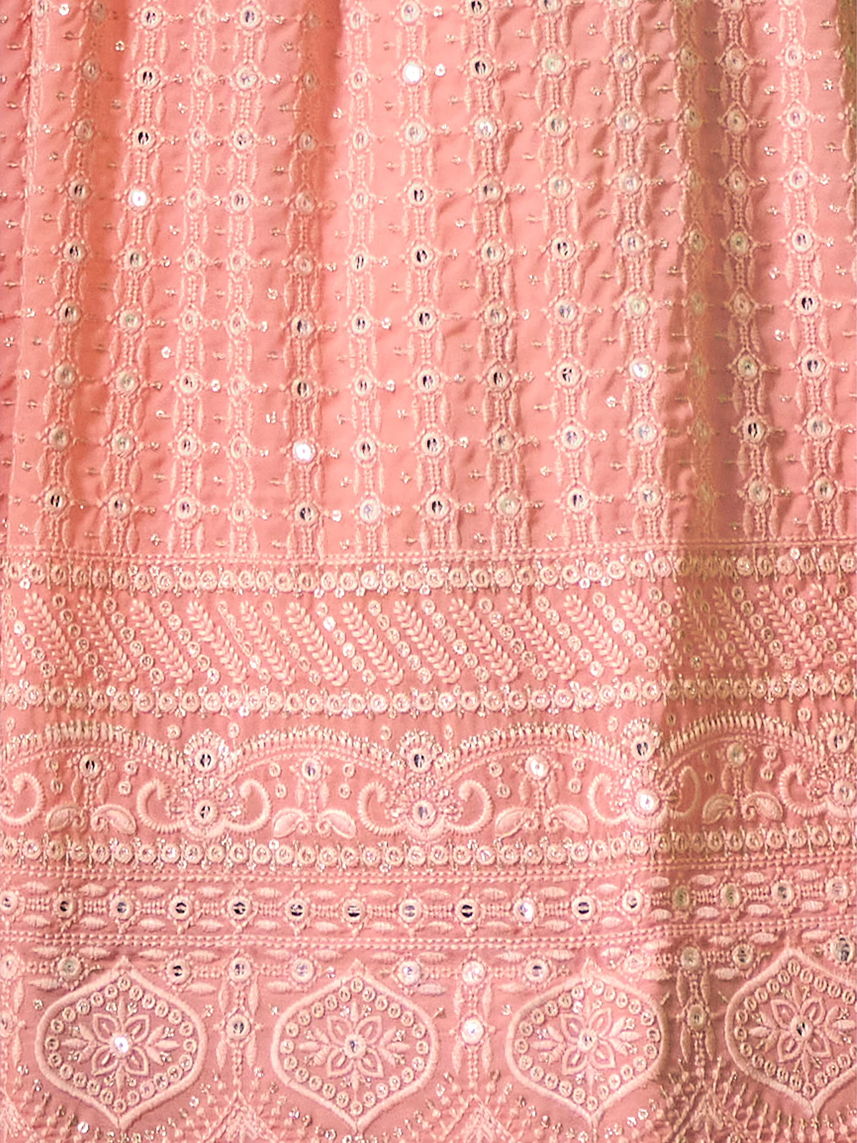 Odette Women Peach Embroidered Semi Stitched Lehenga With Unstitched Blouse - Image 6