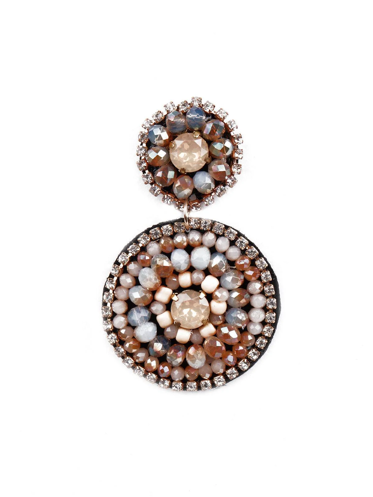 Odette Women Peach Faux Beaded Rounded Statement Earrings - Image 4