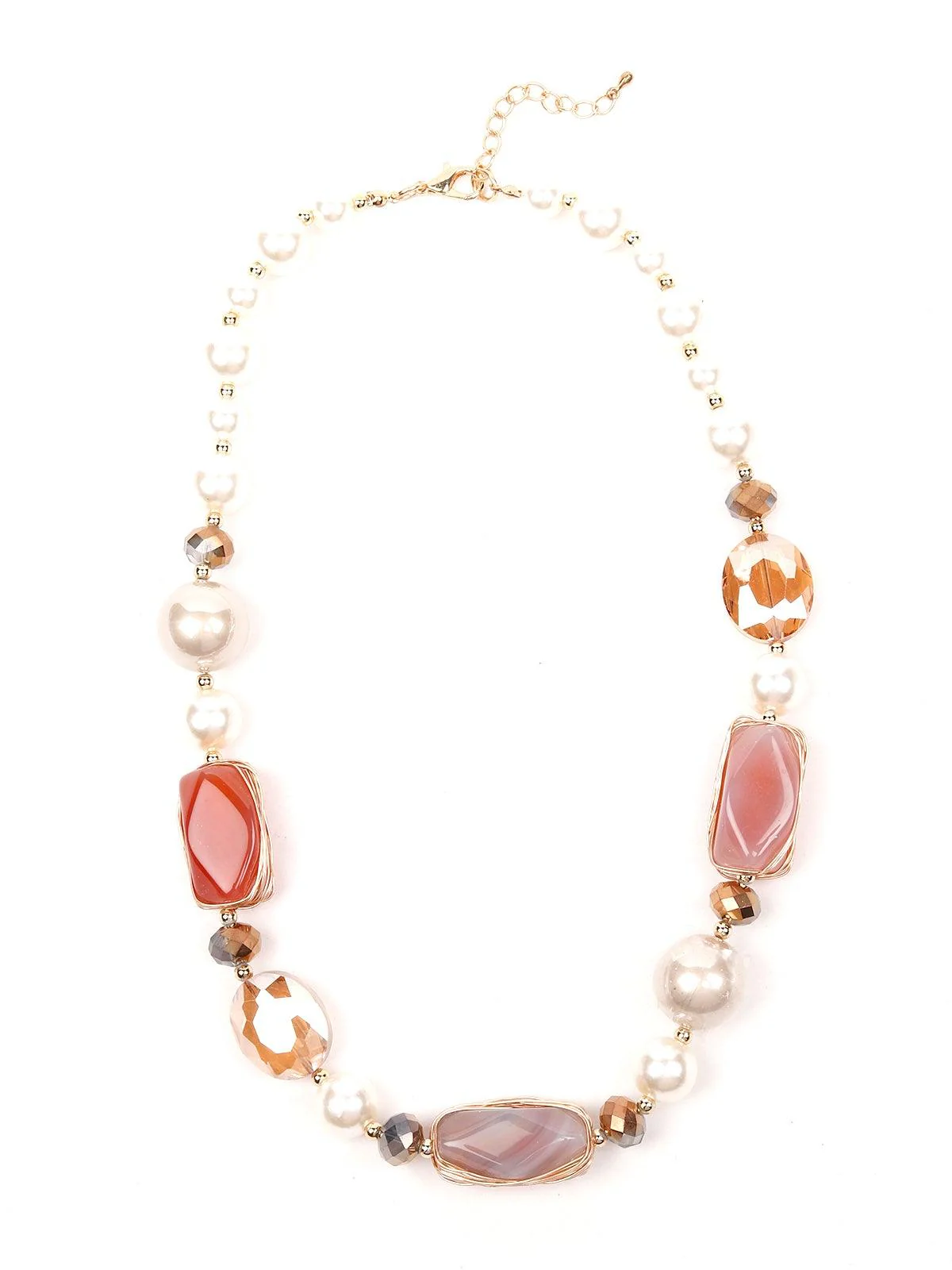 Odette Women Peach Metal Necklace - Image 3