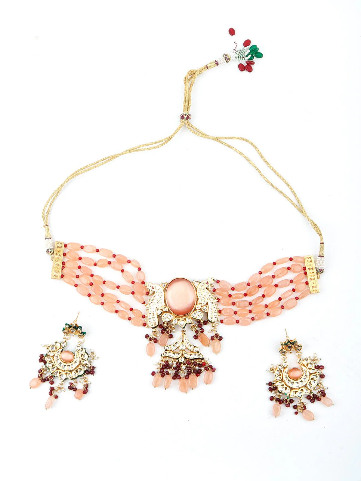 Odette Women Peach Mani Cultured Choker Set - Image 3