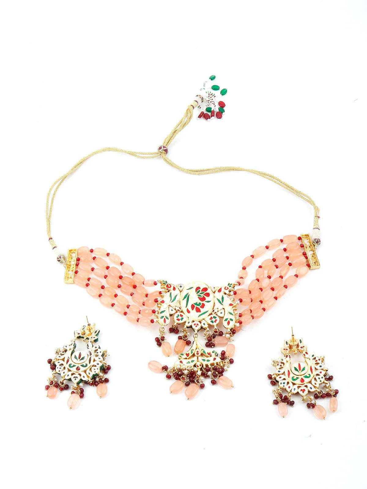 Odette Women Peach Mani Cultured Choker Set - Image 6