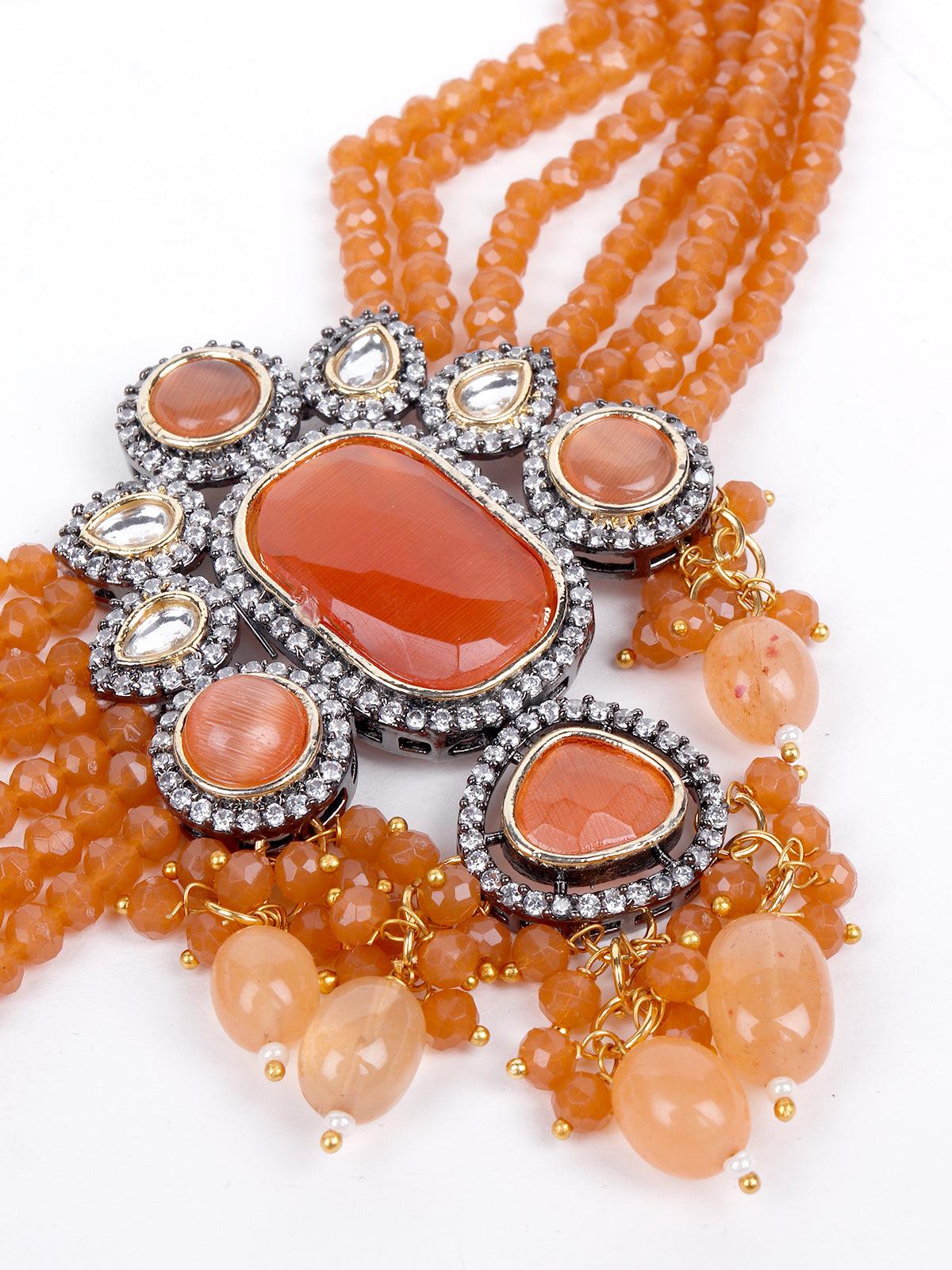 Odette Women Peach Metal Choker Necklace - Image 5