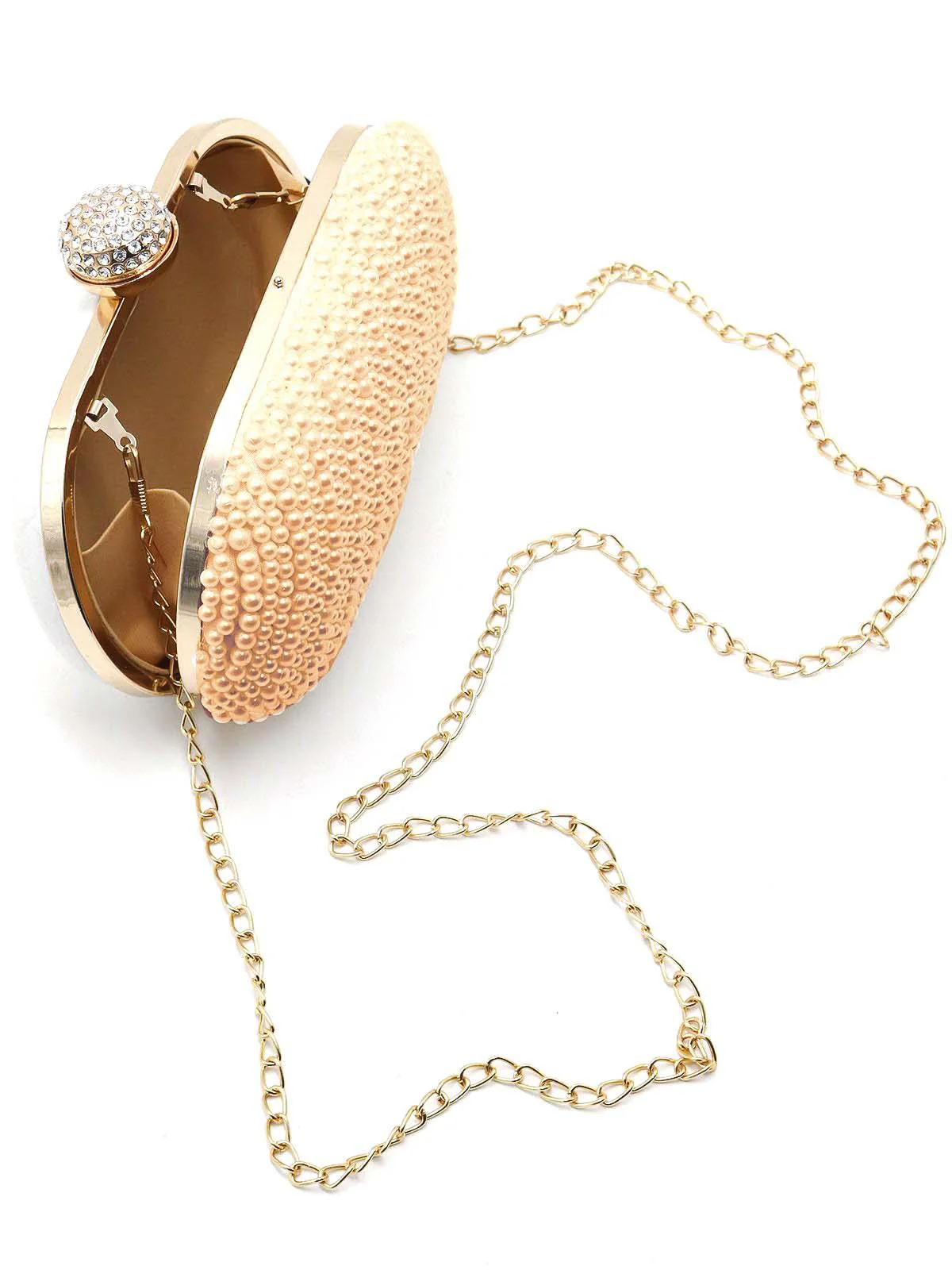 Odette Women Peach Pearly Clutch - Image 5