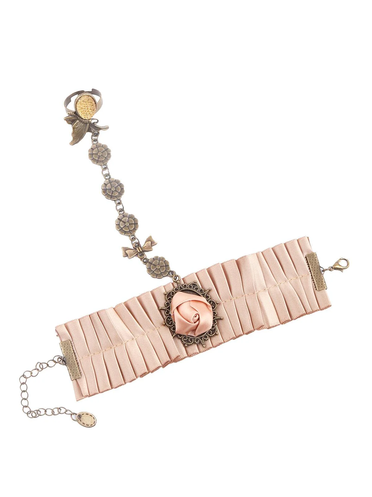 Odette Peach Plated Floral Bracelet Ring For Women - Image 3
