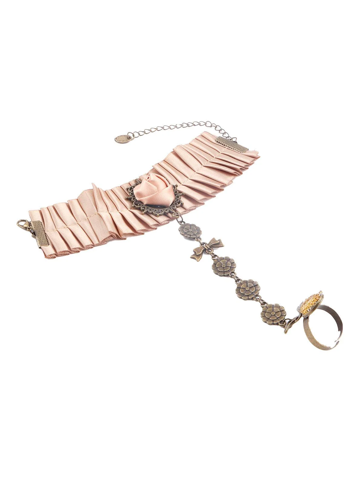 Odette Peach Plated Floral Bracelet Ring For Women - Image 4