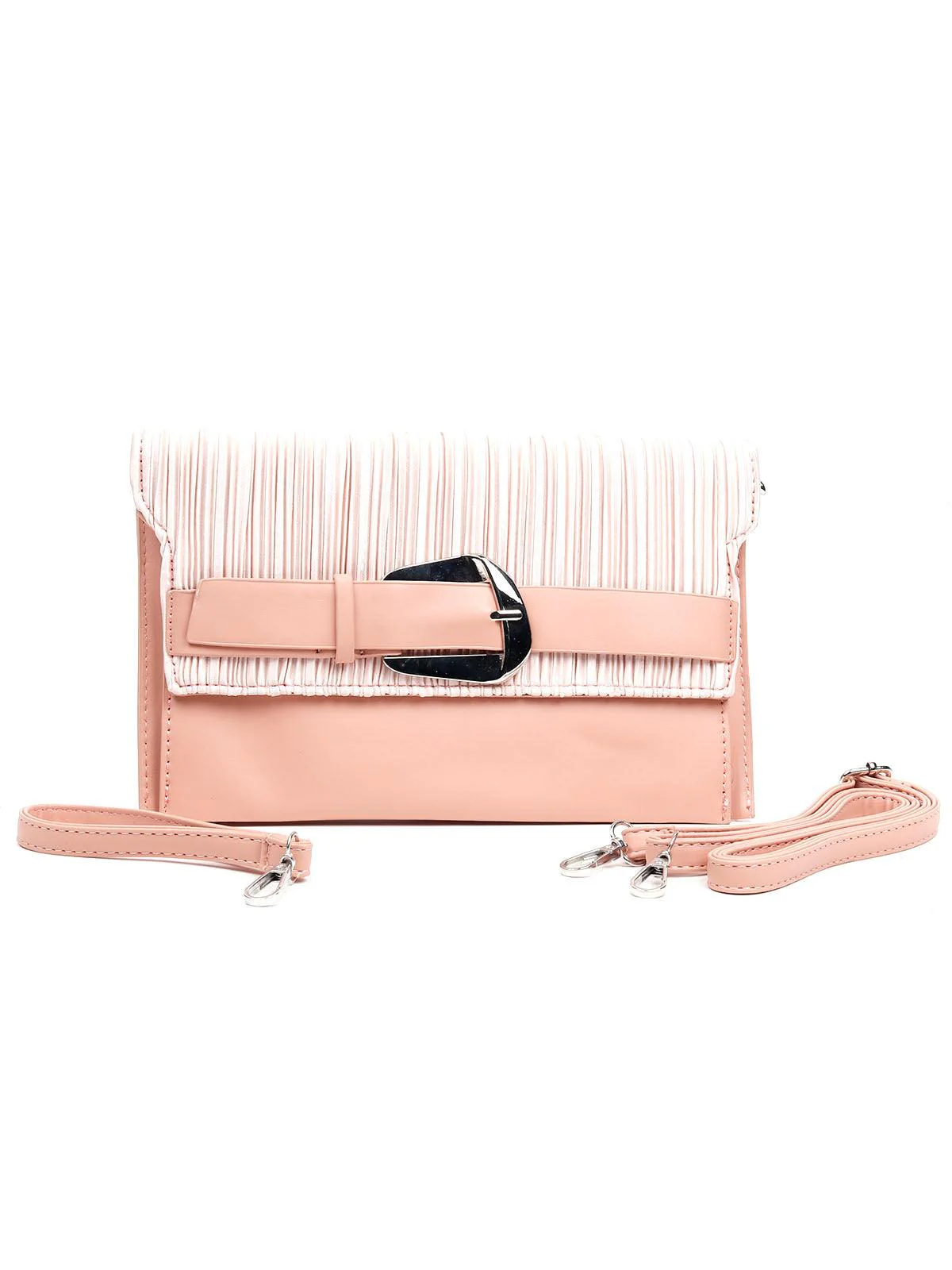Odette Women Peach Metal Sling Bag - Image 3