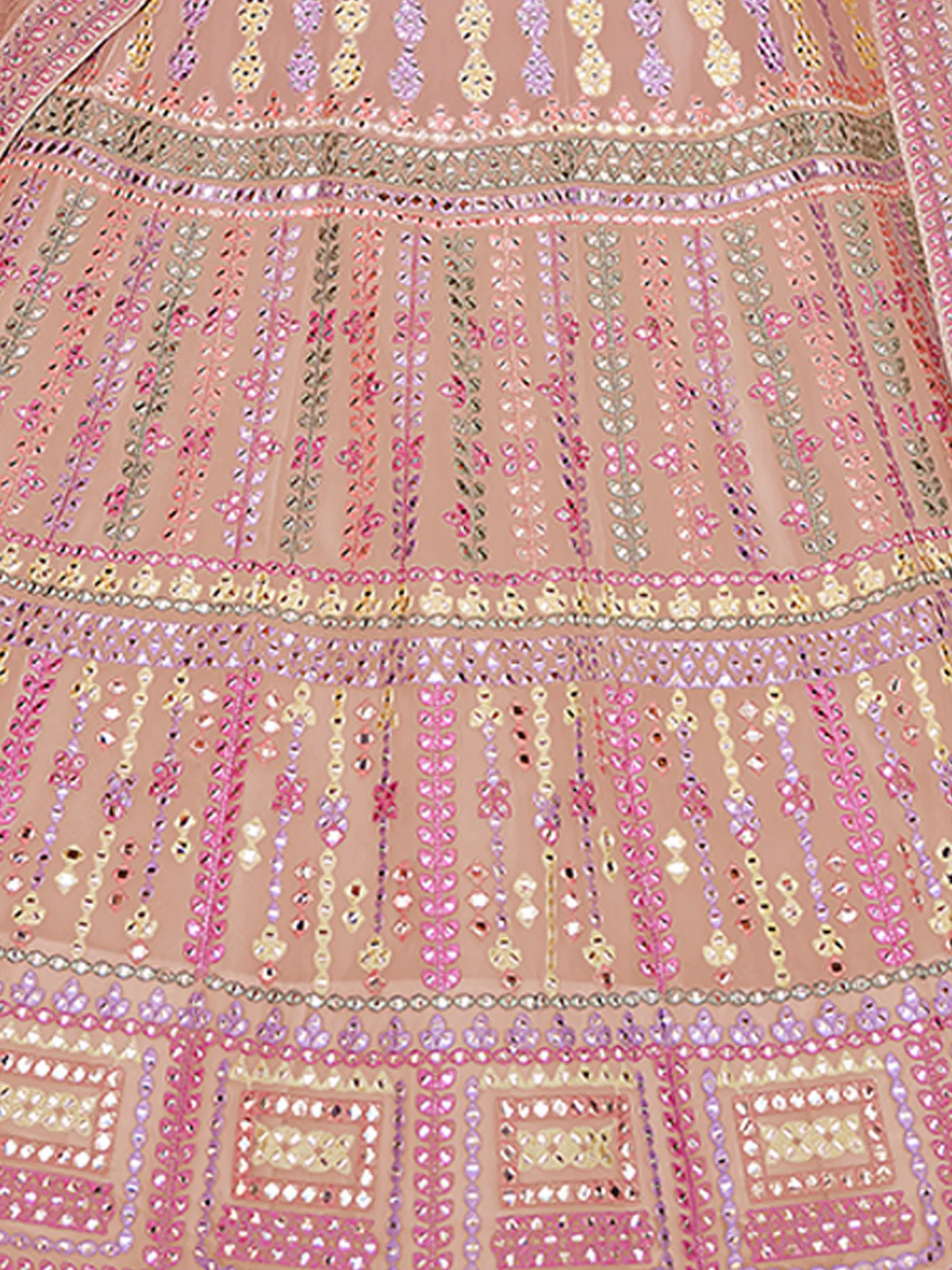 Odette Women Pink Thread, Gota Semi Stitched Lehenga With Unstitched Blouse - Image 3