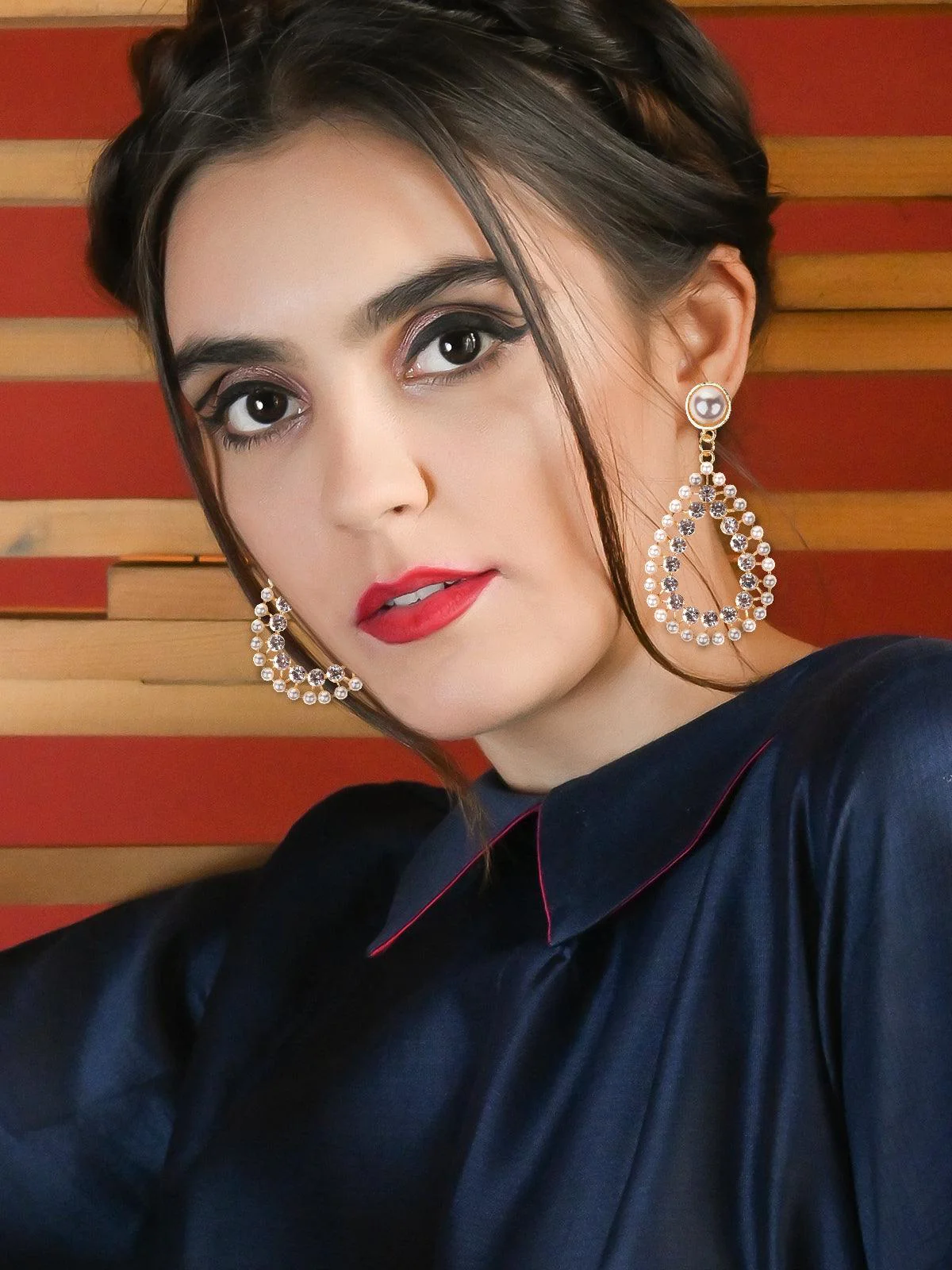 Odette Women White Metal Earrings