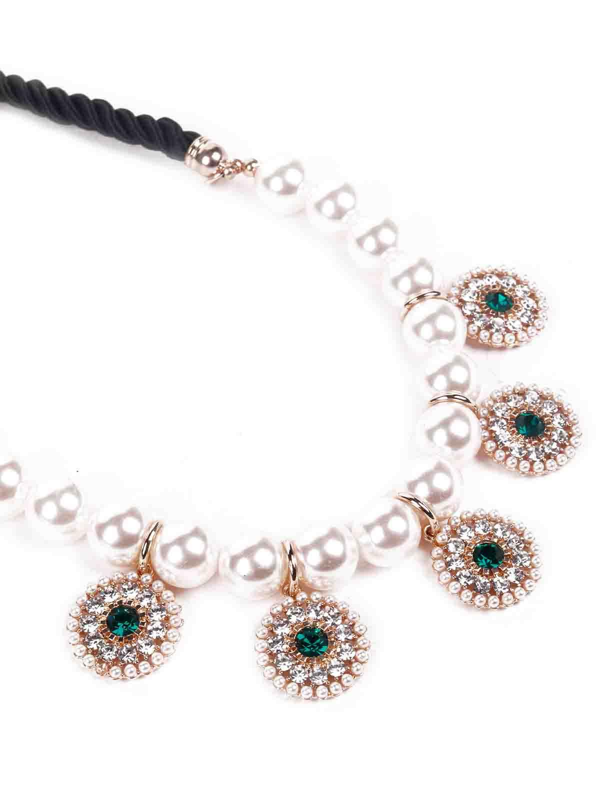 Odette Women White Metal Floral Arrangement Necklace - Image 5