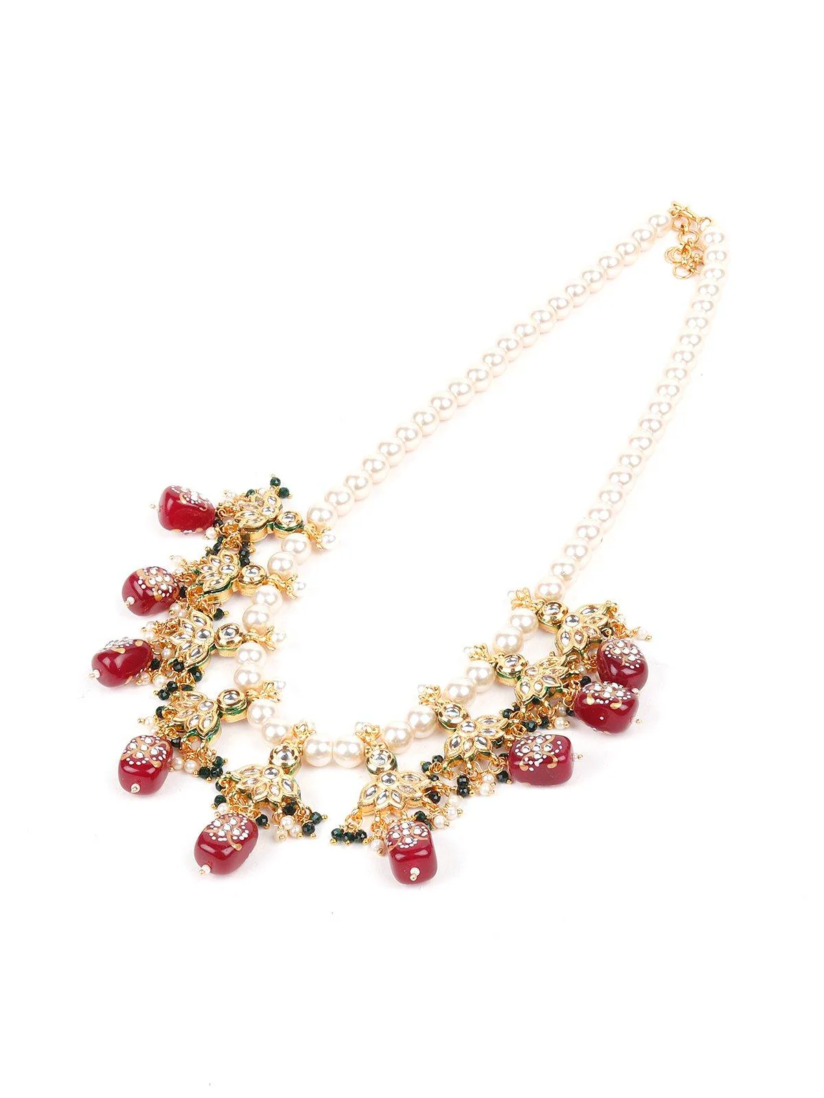 Odette Women Pearl Necklace With Kundan Work Finish - Image 4