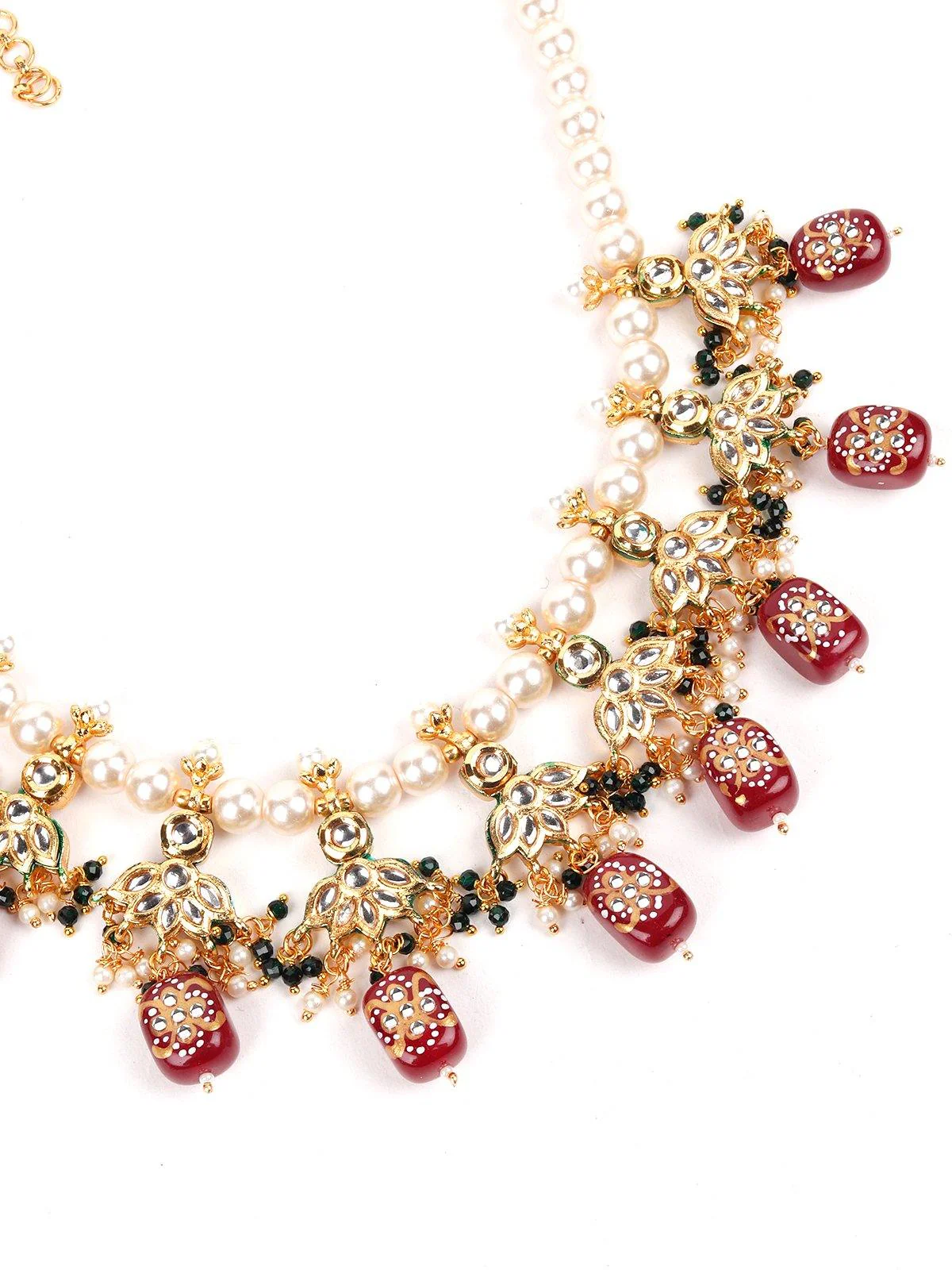 Odette Women Pearl Necklace With Kundan Work Finish - Image 7