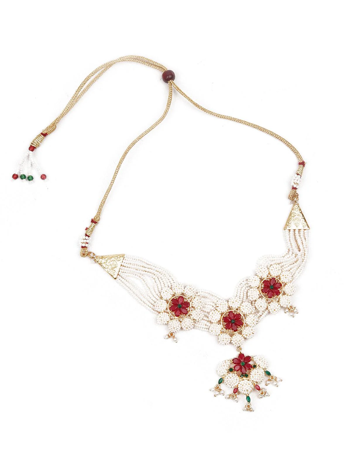 Odette Women Pearly Flowers Necklace Set - Image 4