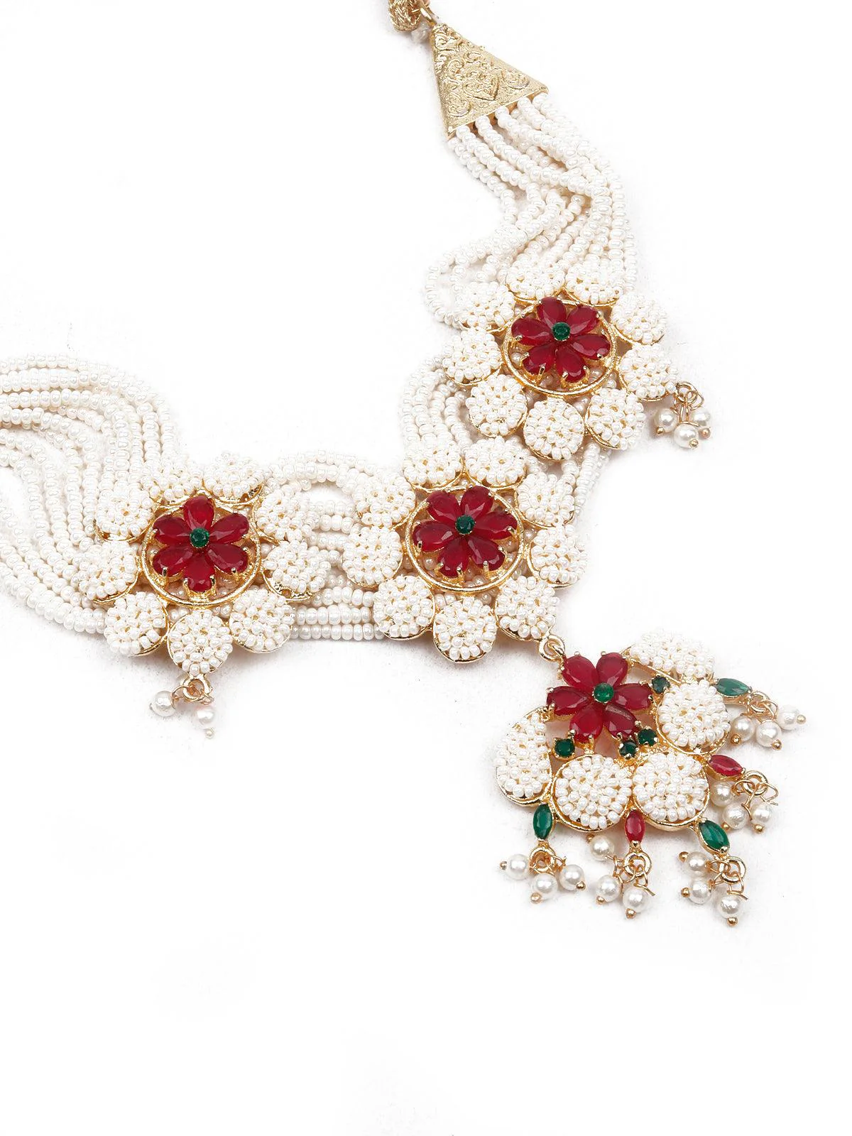 Odette Women Pearly Flowers Necklace Set - Image 5