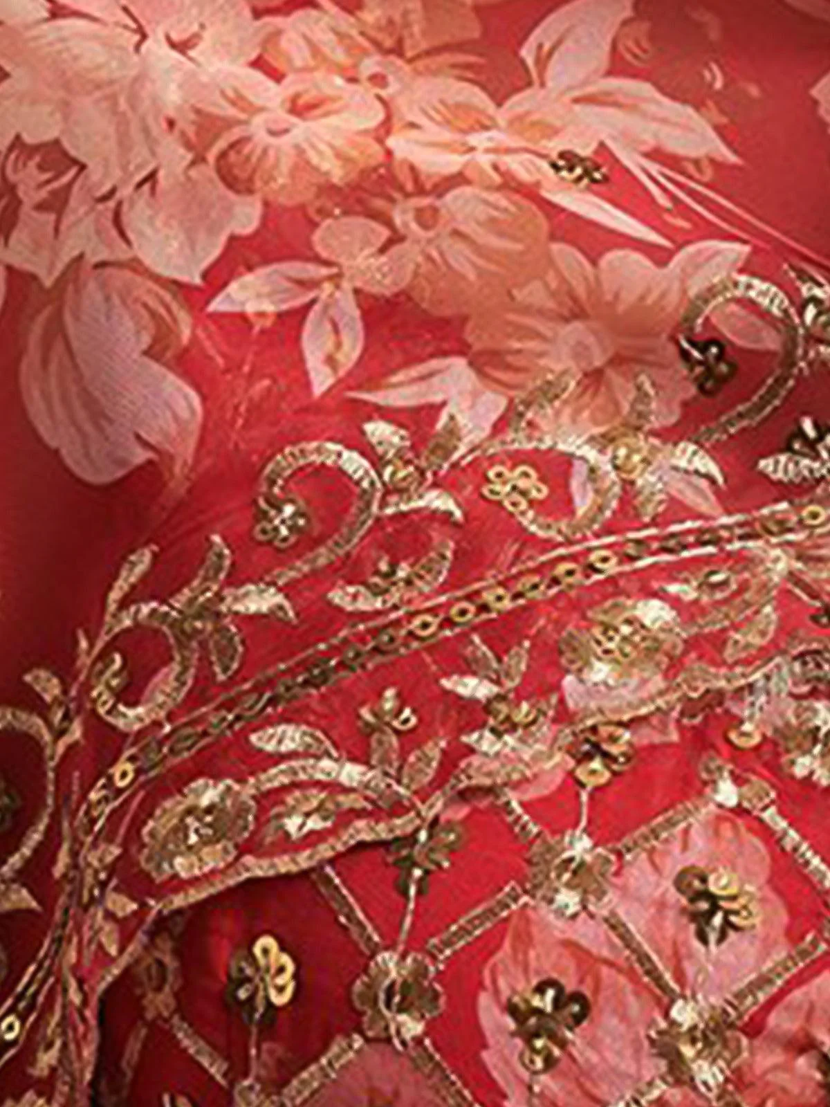 Odette Women Red Poly Georgette Lehenga With Blouse - Image 5