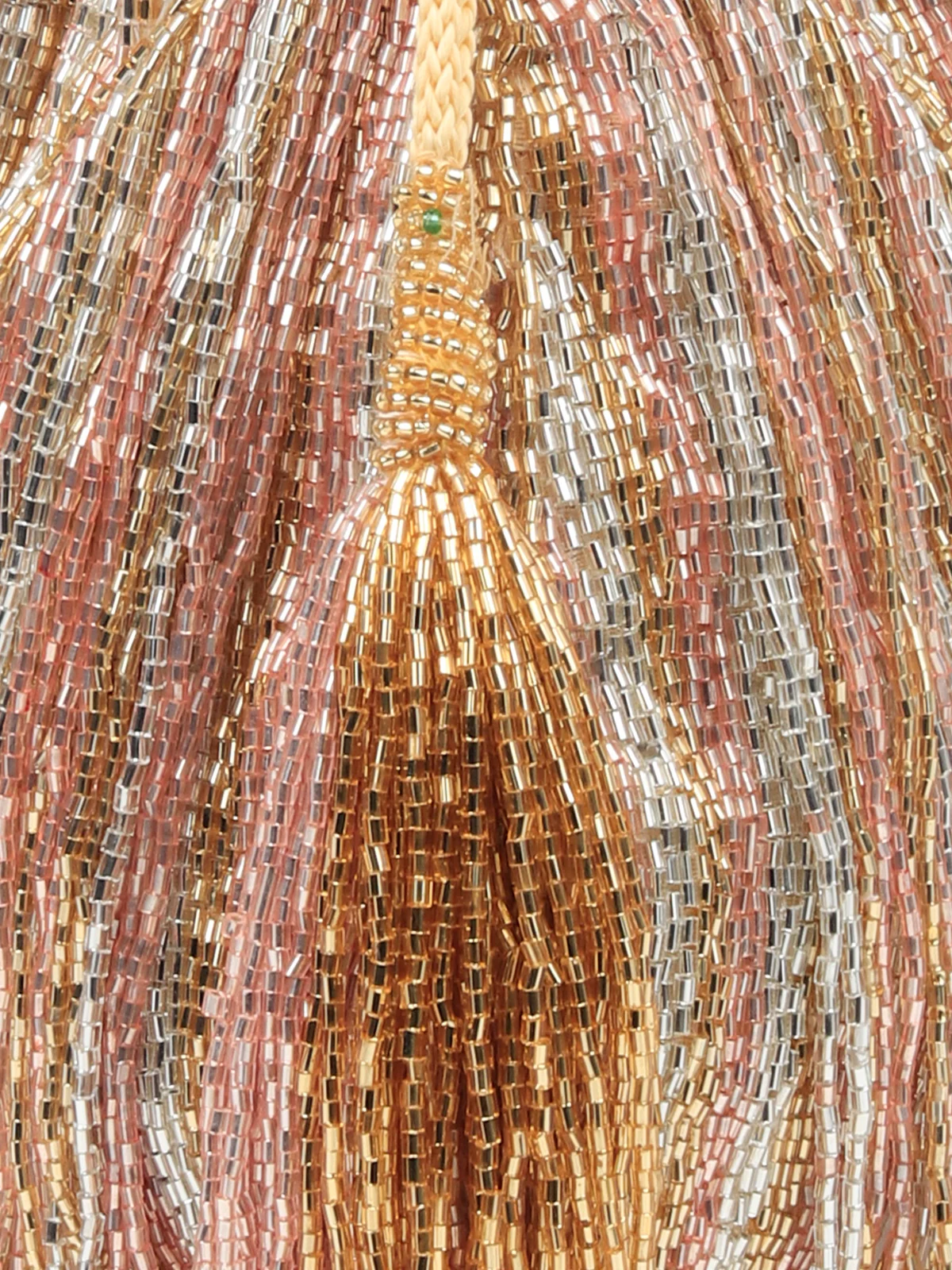 Odette Women Pink And Gold Beaded Potli Bag With Tassels - Image 6