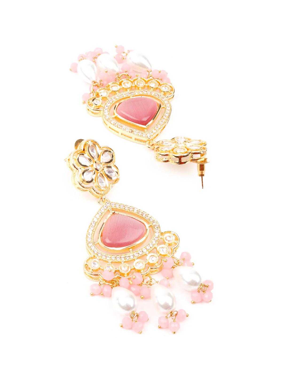 Odette Women Pink And Gold Long Necklace Set - Image 6