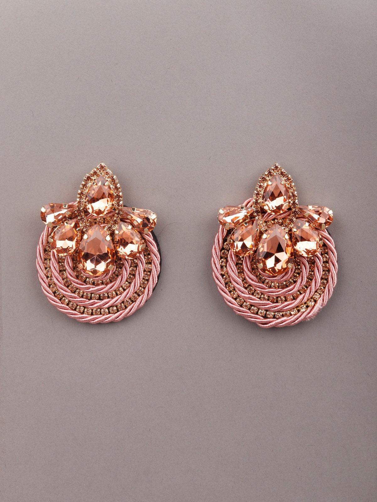 Odette Women Pink And Gold Metal Earrings - Image 3