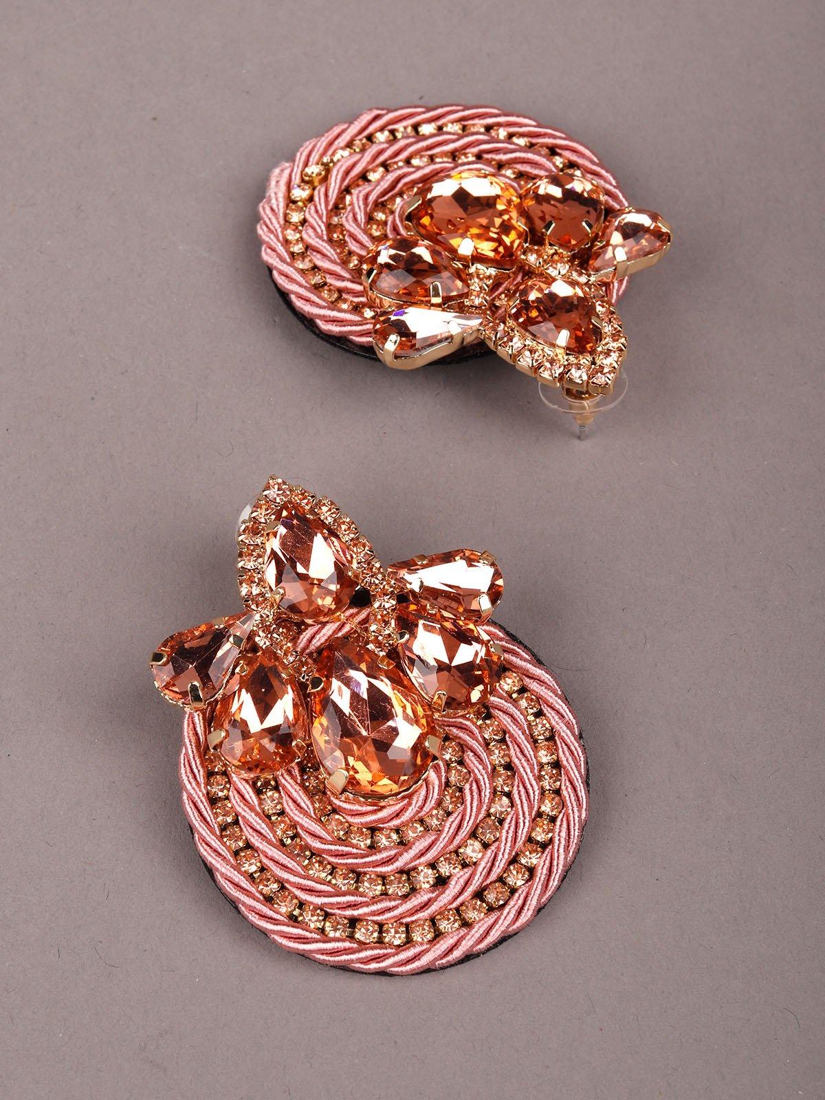 Odette Women Pink And Gold Metal Earrings - Image 6