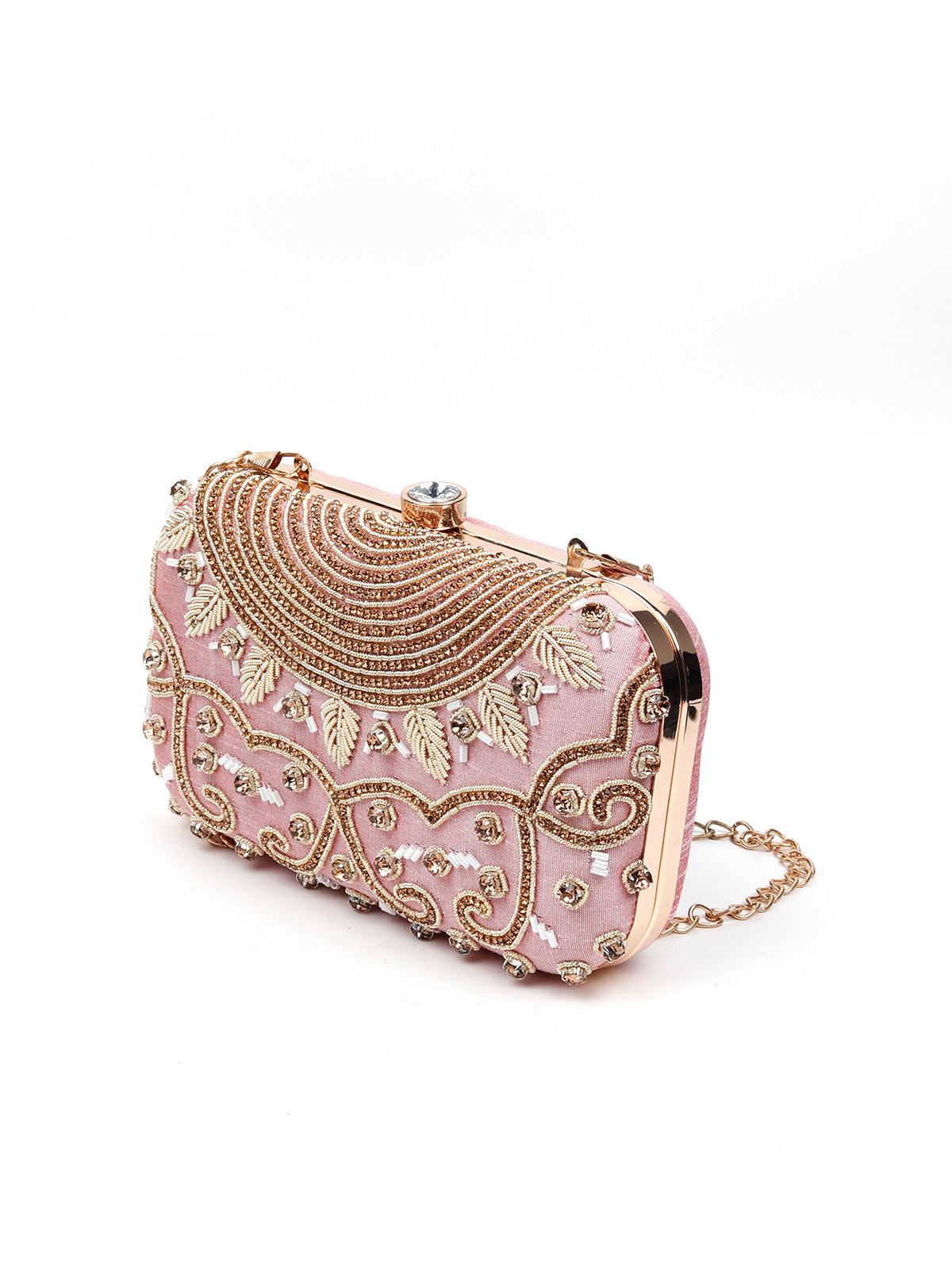 Odette Women Pink And Gold Clutch - Image 6