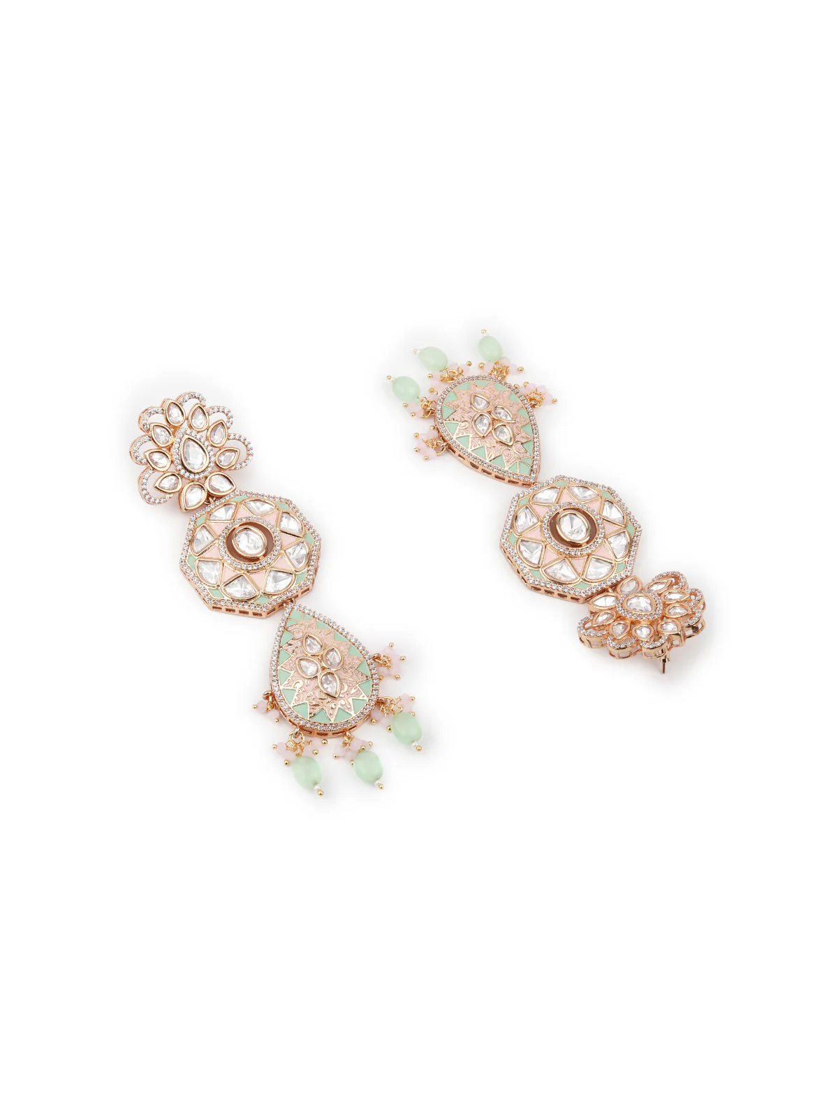 Odette Women Pink And Green Long Necklace Set - Image 5