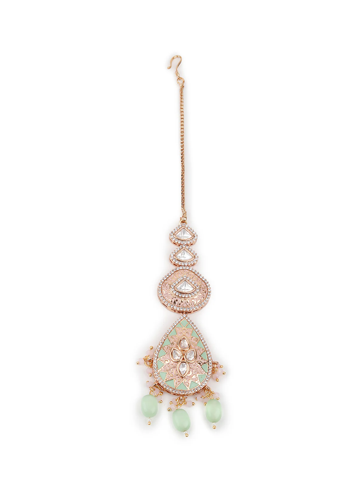 Odette Women Pink And Green Long Necklace Set - Image 6