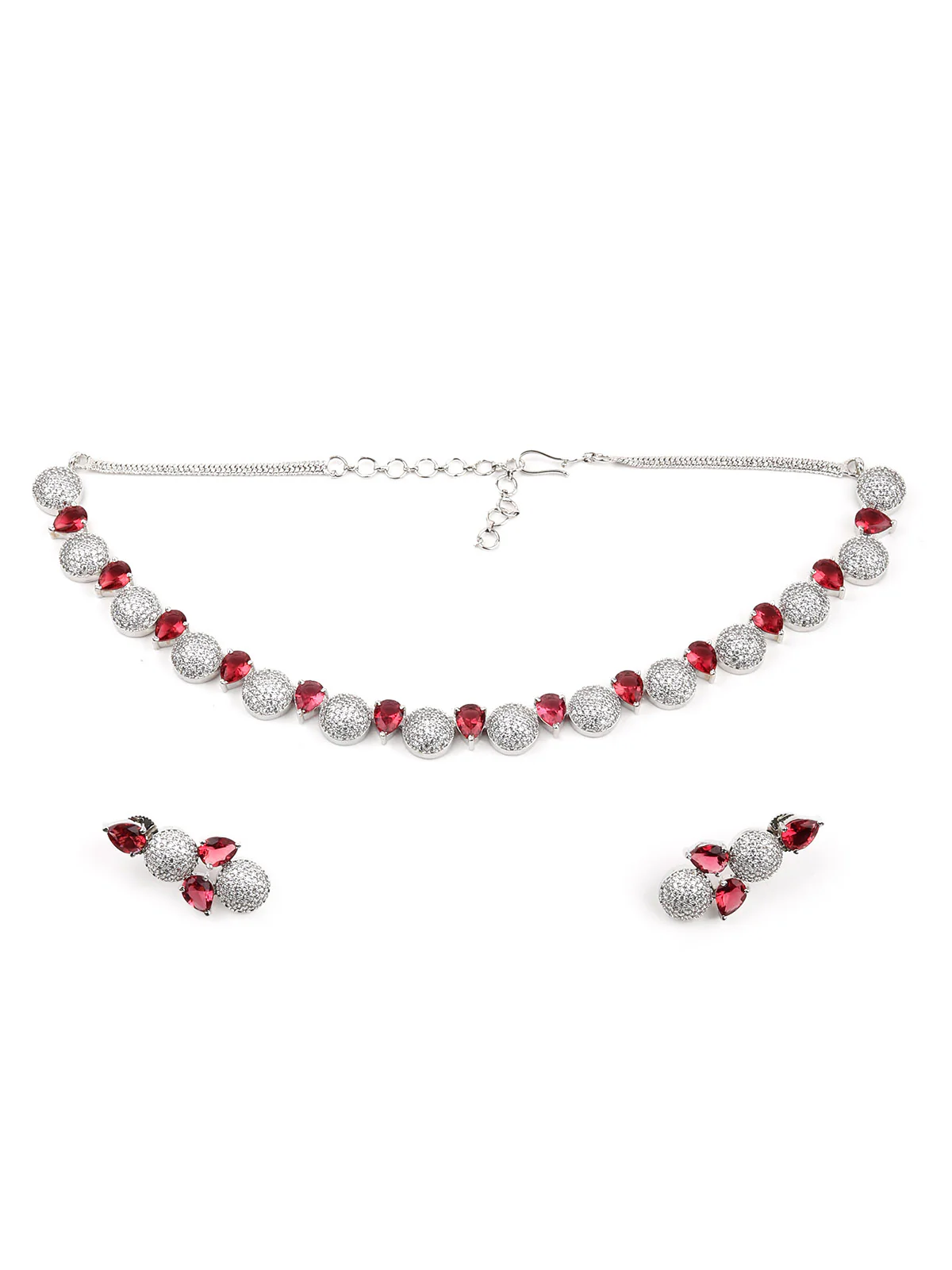 Odette Women Pink And White Choker Necklace Set - Image 3