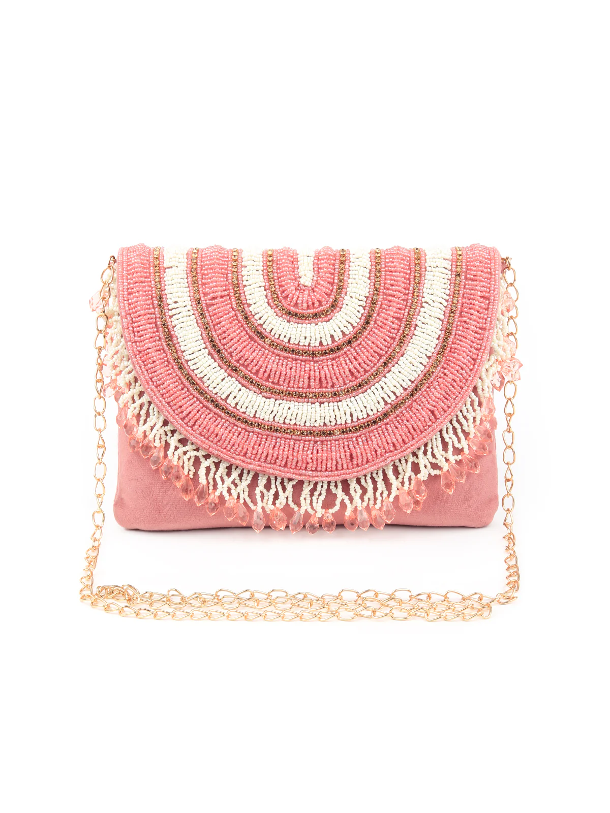 Odette Women Pink And White Embroidered Clutch - Image 3