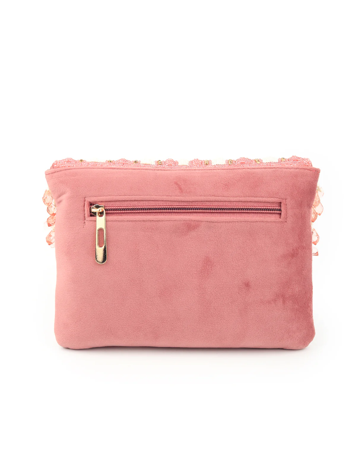 Odette Women Pink And White Embroidered Clutch - Image 5