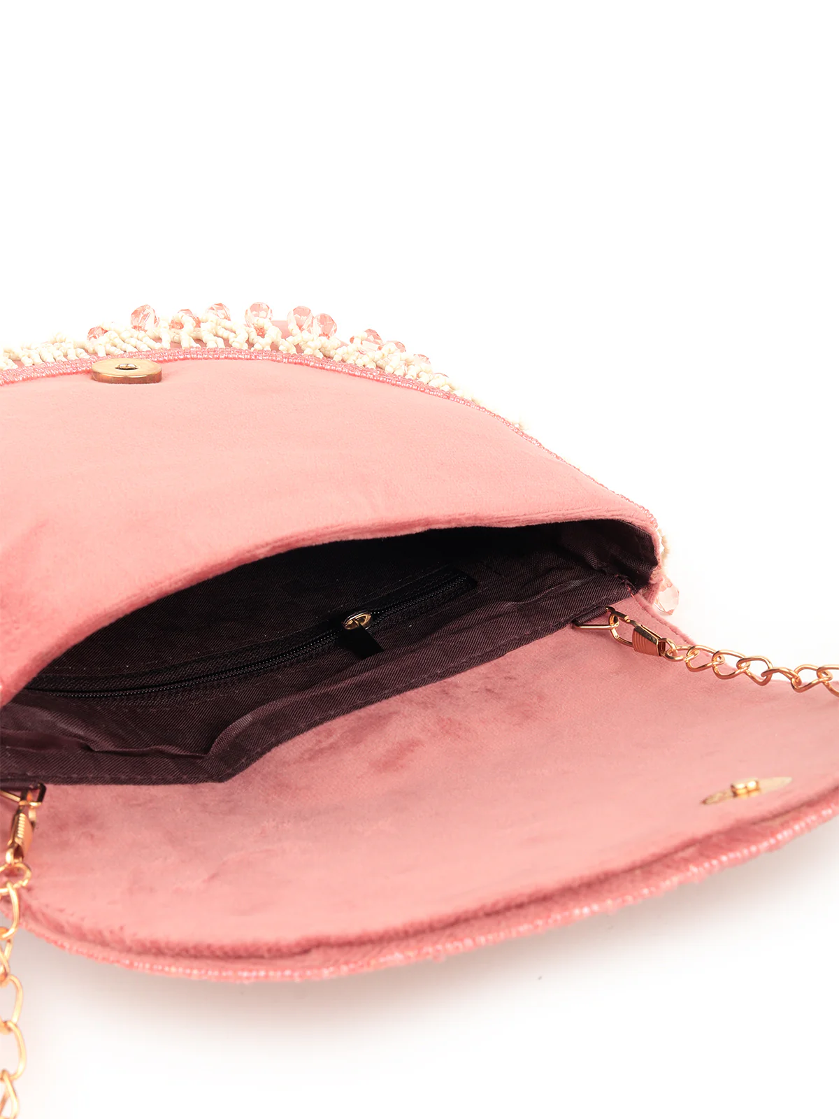 Odette Women Pink And White Embroidered Clutch - Image 6