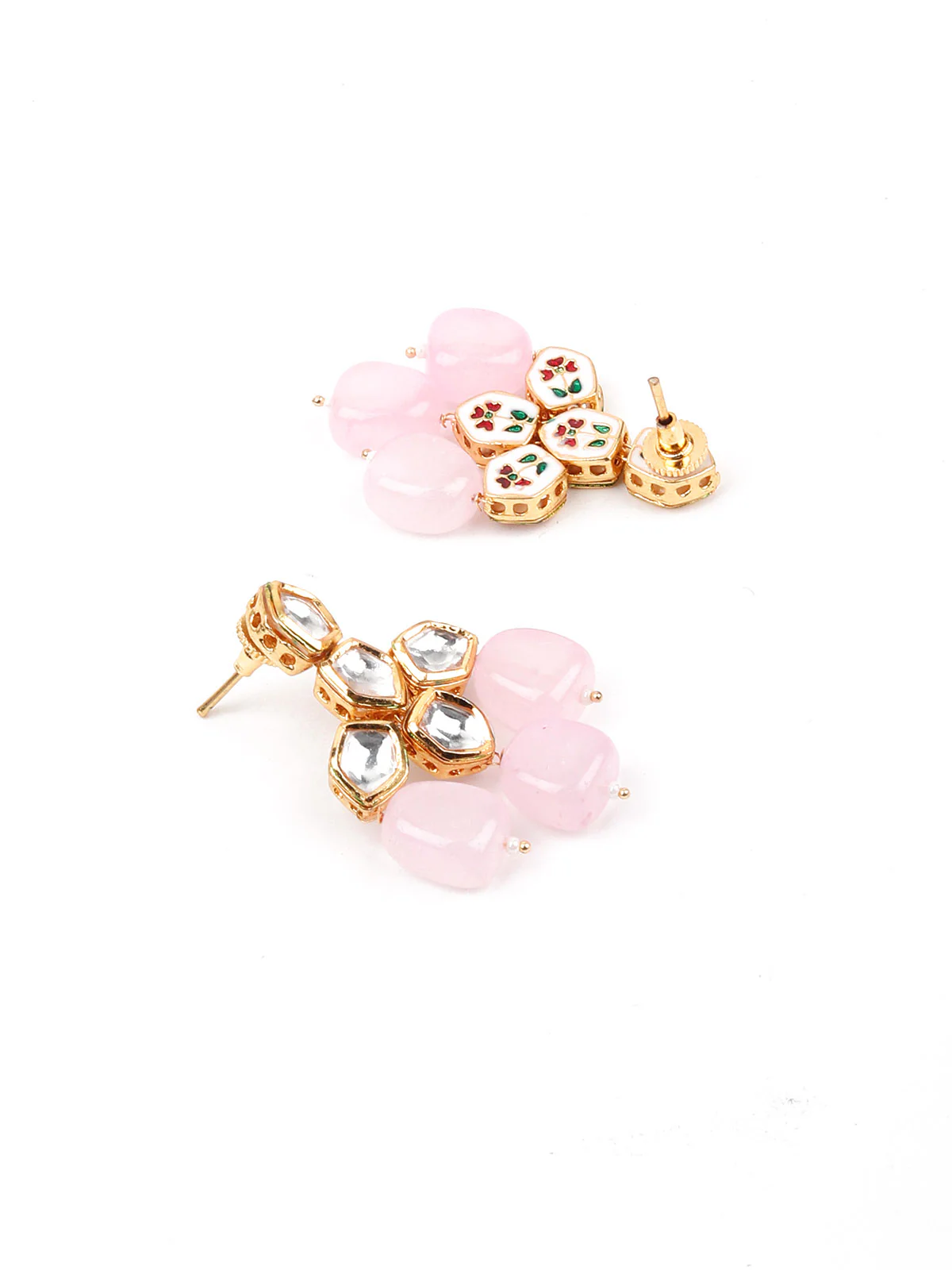 Odette Women Pink And White Long Necklace Set - Image 5