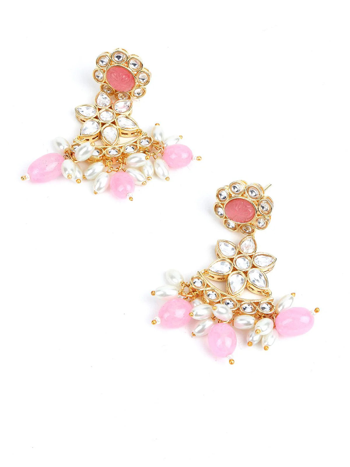 Odette Women Pink And White Multi Layered Kundan Necklace - Image 7
