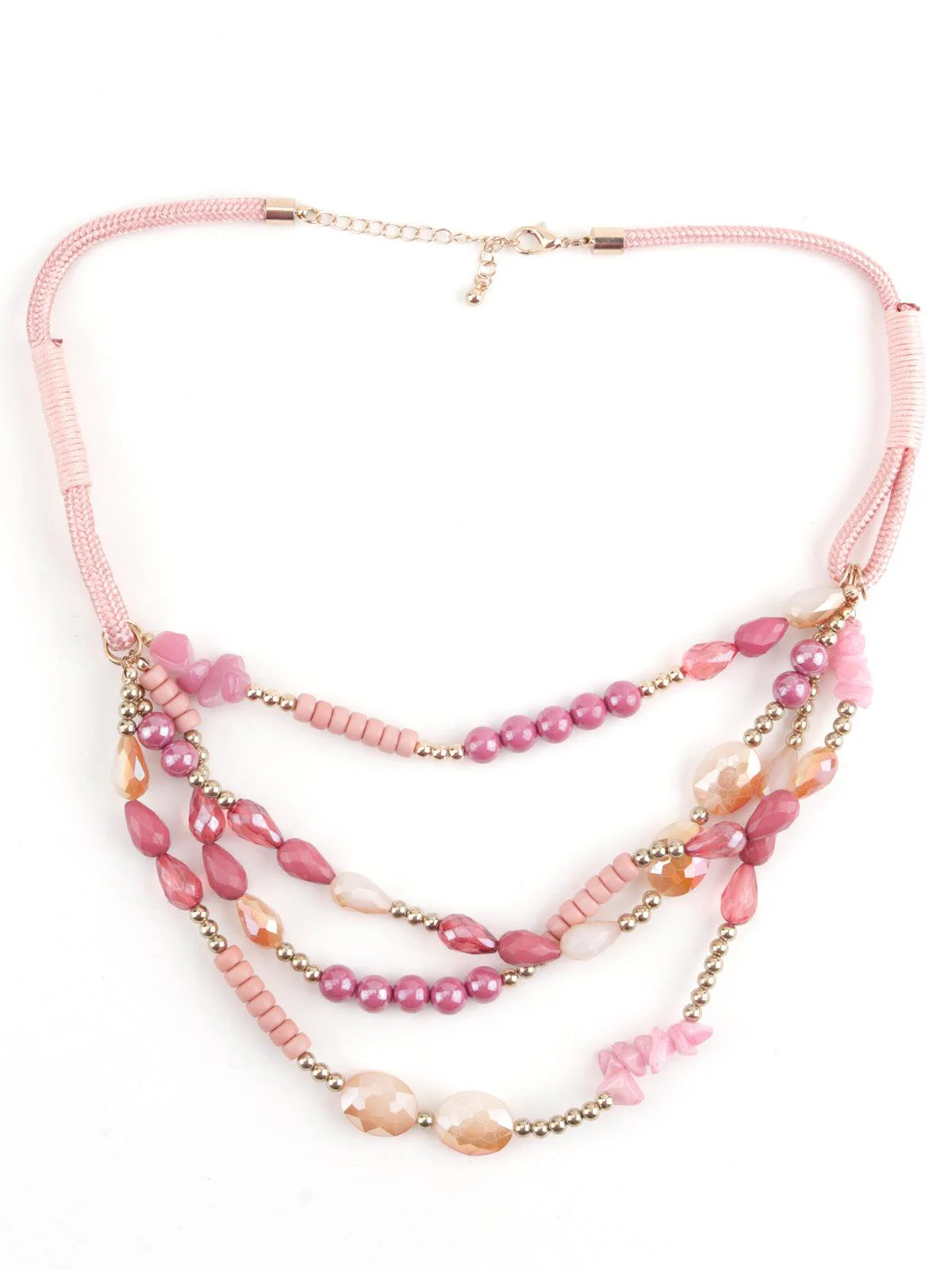 Odette Women Pink Beaded Layered Necklace - Image 3