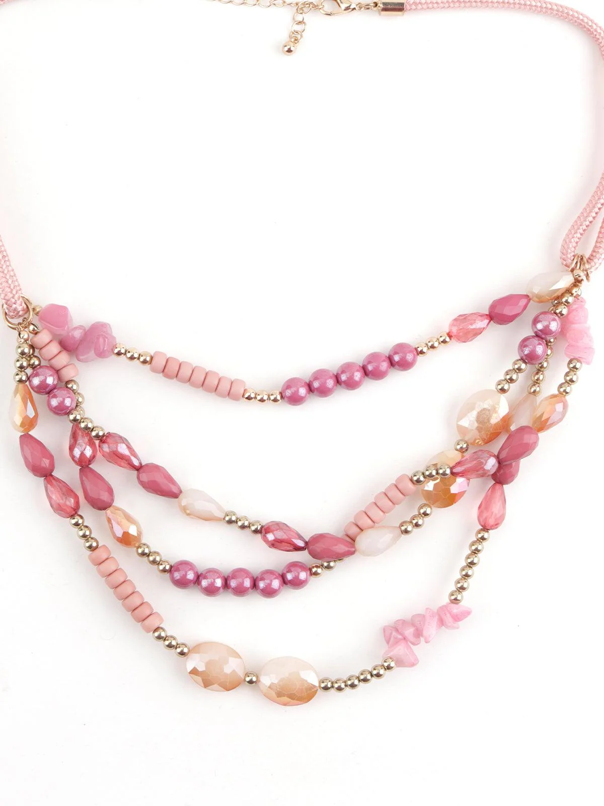 Odette Women Pink Beaded Layered Necklace - Image 5