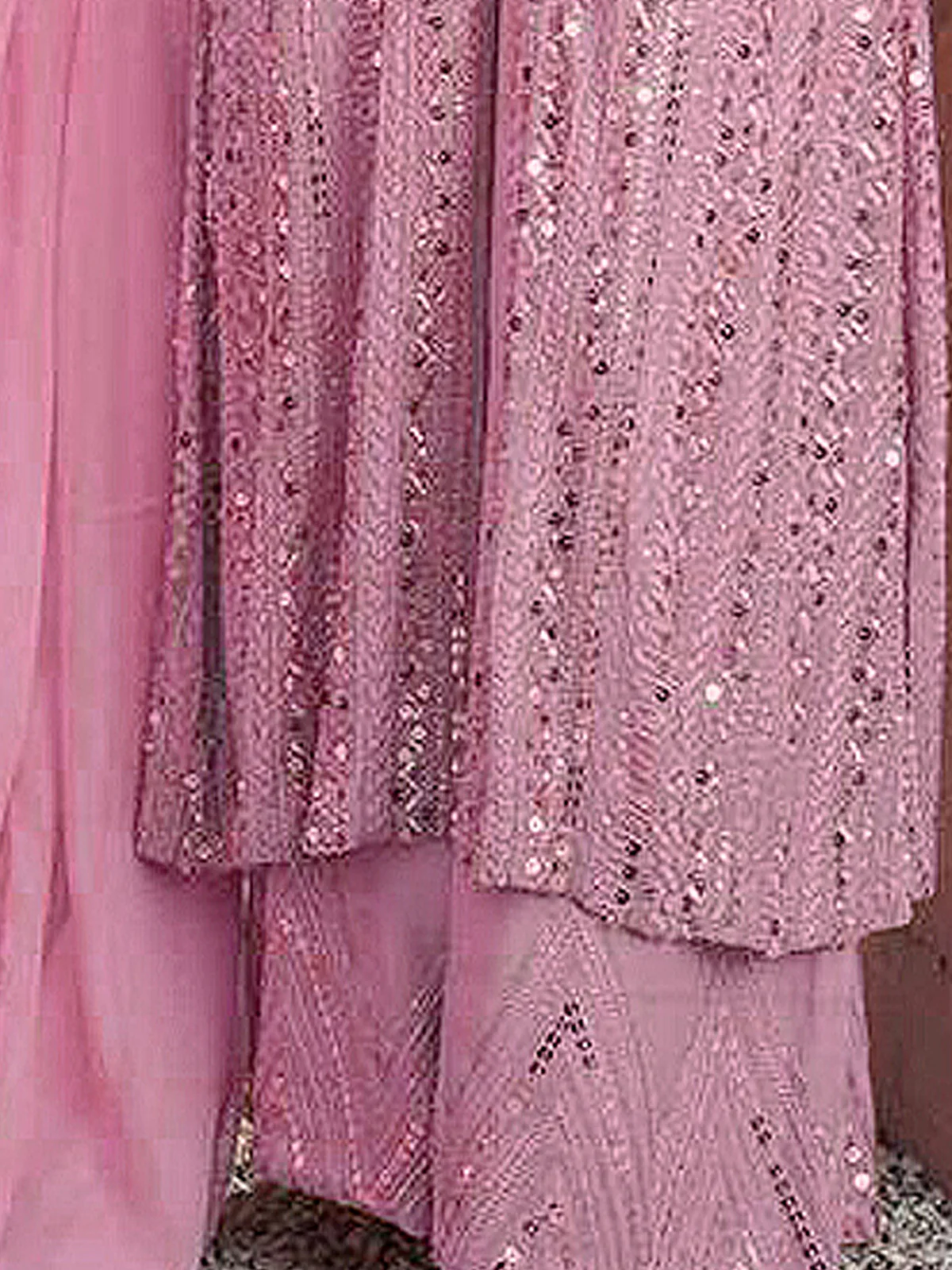 Odette Women Pink Color Party Wear Georgette Semi Stitched Suit - Image 3