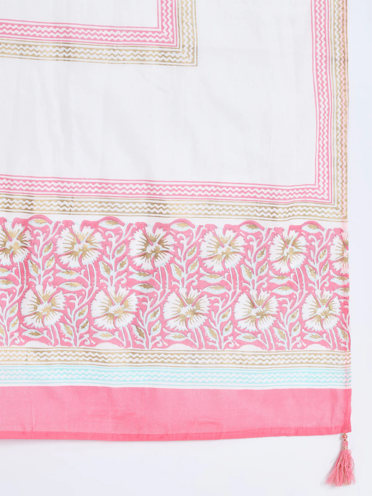 Odette Women Pink Cotton Floral Printed Stitched Kurta Set - Image 5
